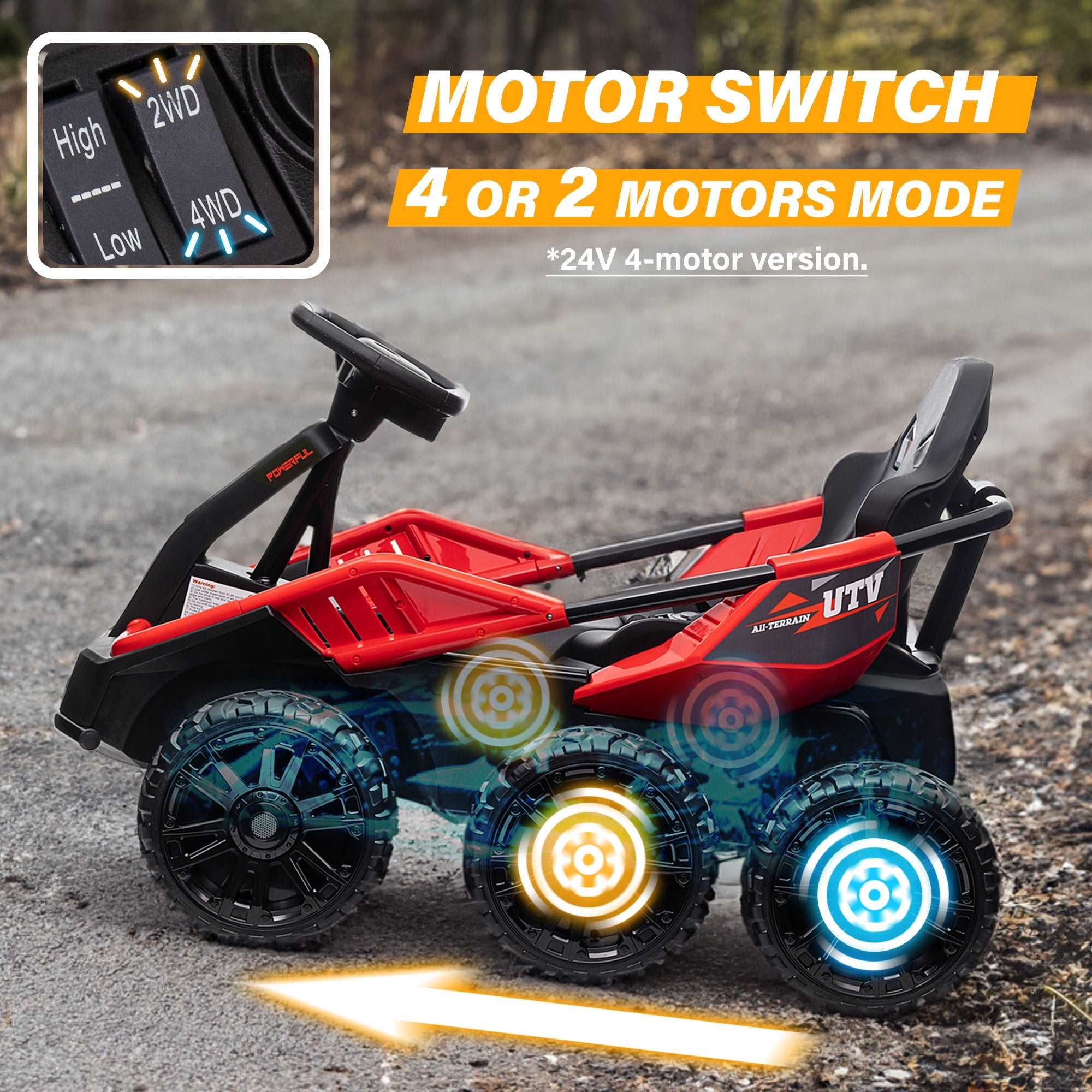 6 Wheel UTV 24V Ride on Car with Remote Control, 4WD, EVA Tires - Image 7