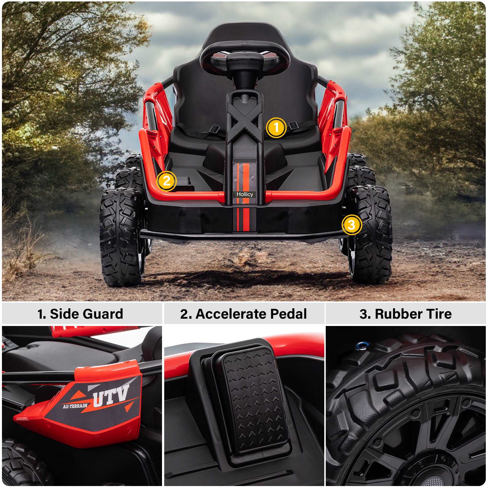6 Wheel UTV 24V Ride on Car with Remote Control, 4WD, EVA Tires - Image 8