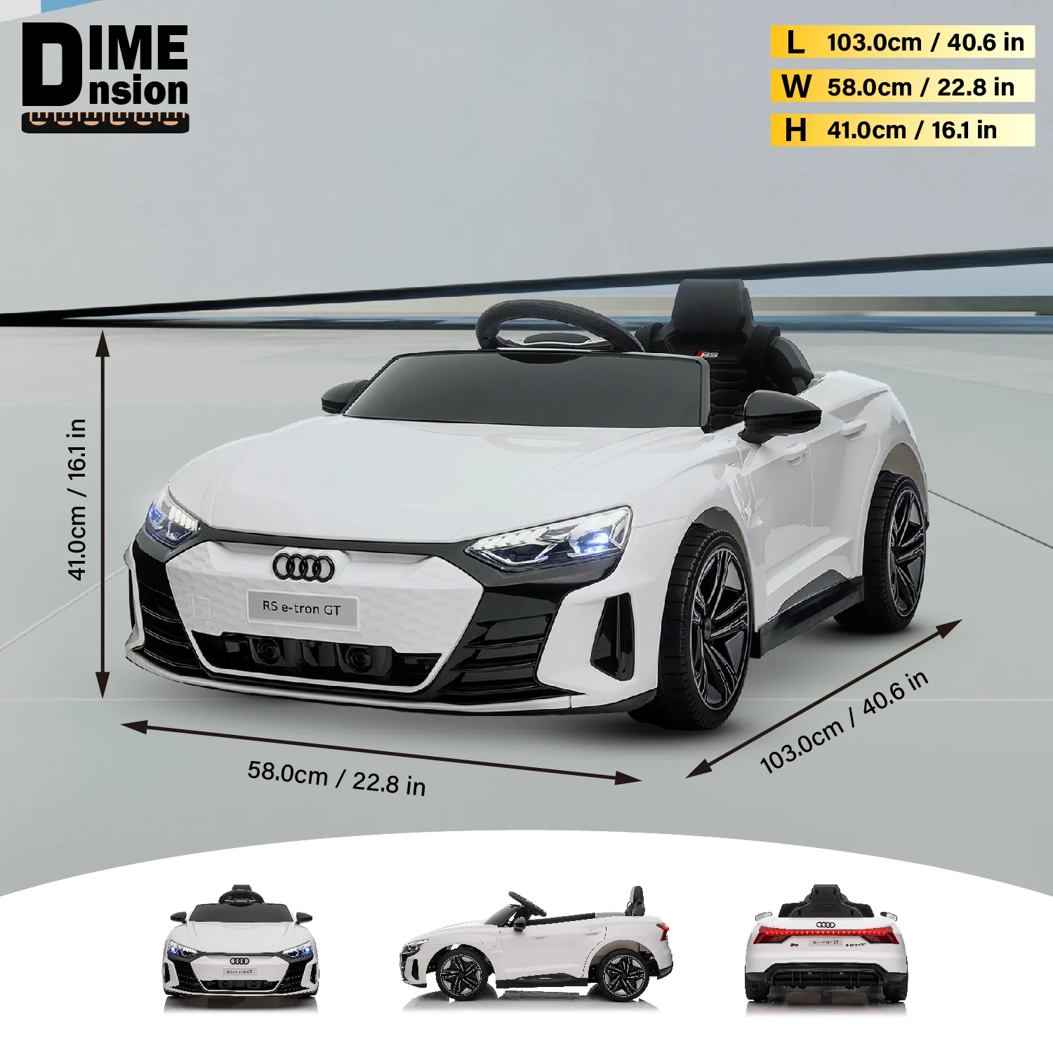 Audi RS e-tron GT Licensed Ride on Car, 6V Battery Powered Electric Car with Remote Control, Suspension Wheels, Soft Start, Music, Headlights - Image 6