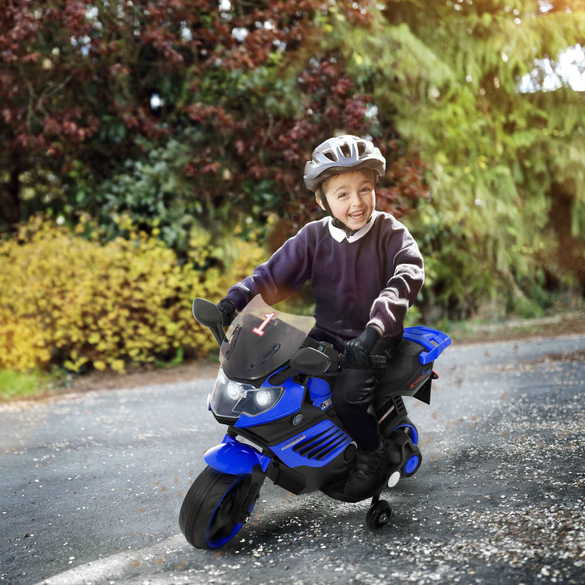 Kids Motorcycle 6V with Training Wheels, Realistic Lights and Sound - Image 3