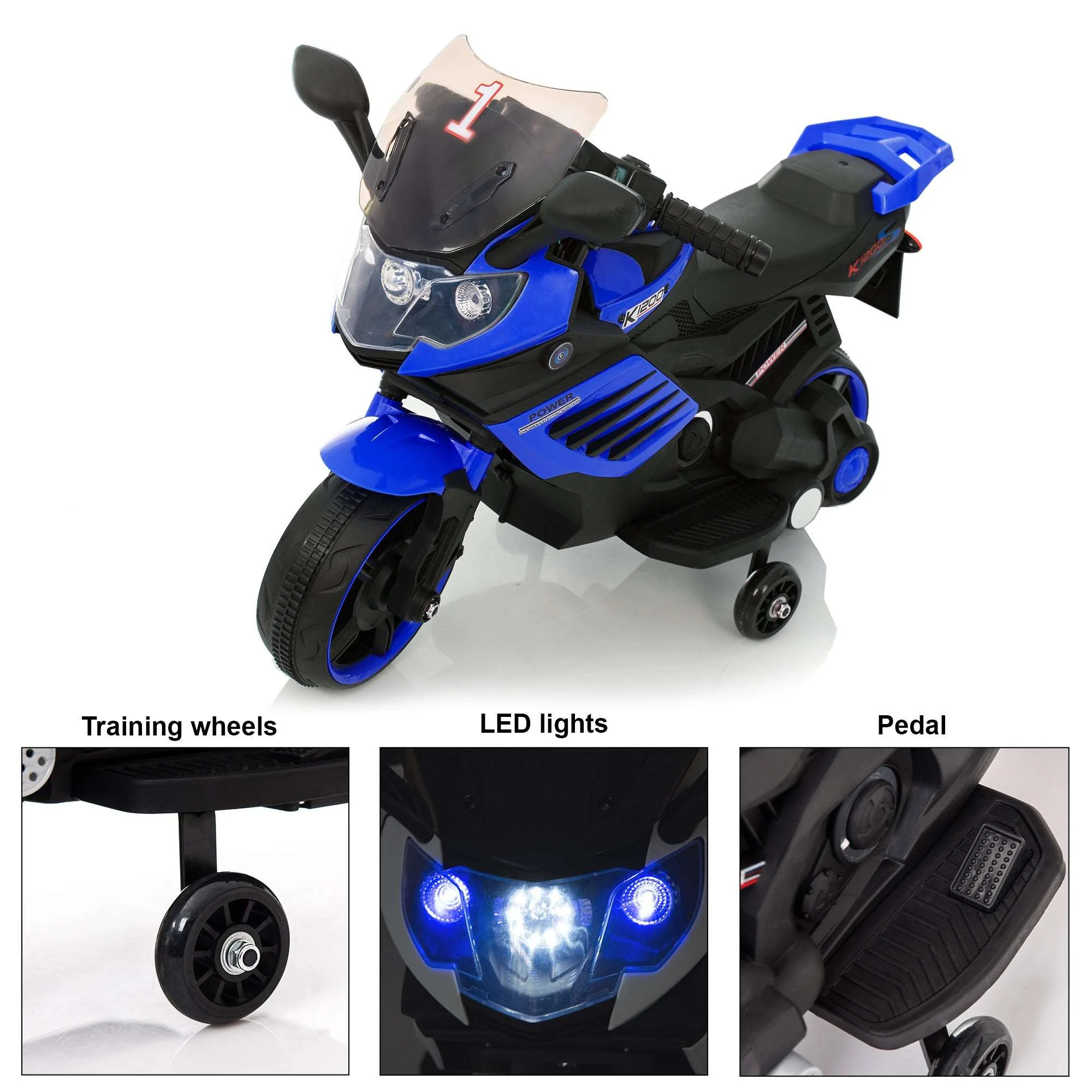 Kids Motorcycle 6V with Training Wheels, Realistic Lights and Sound - Image 6