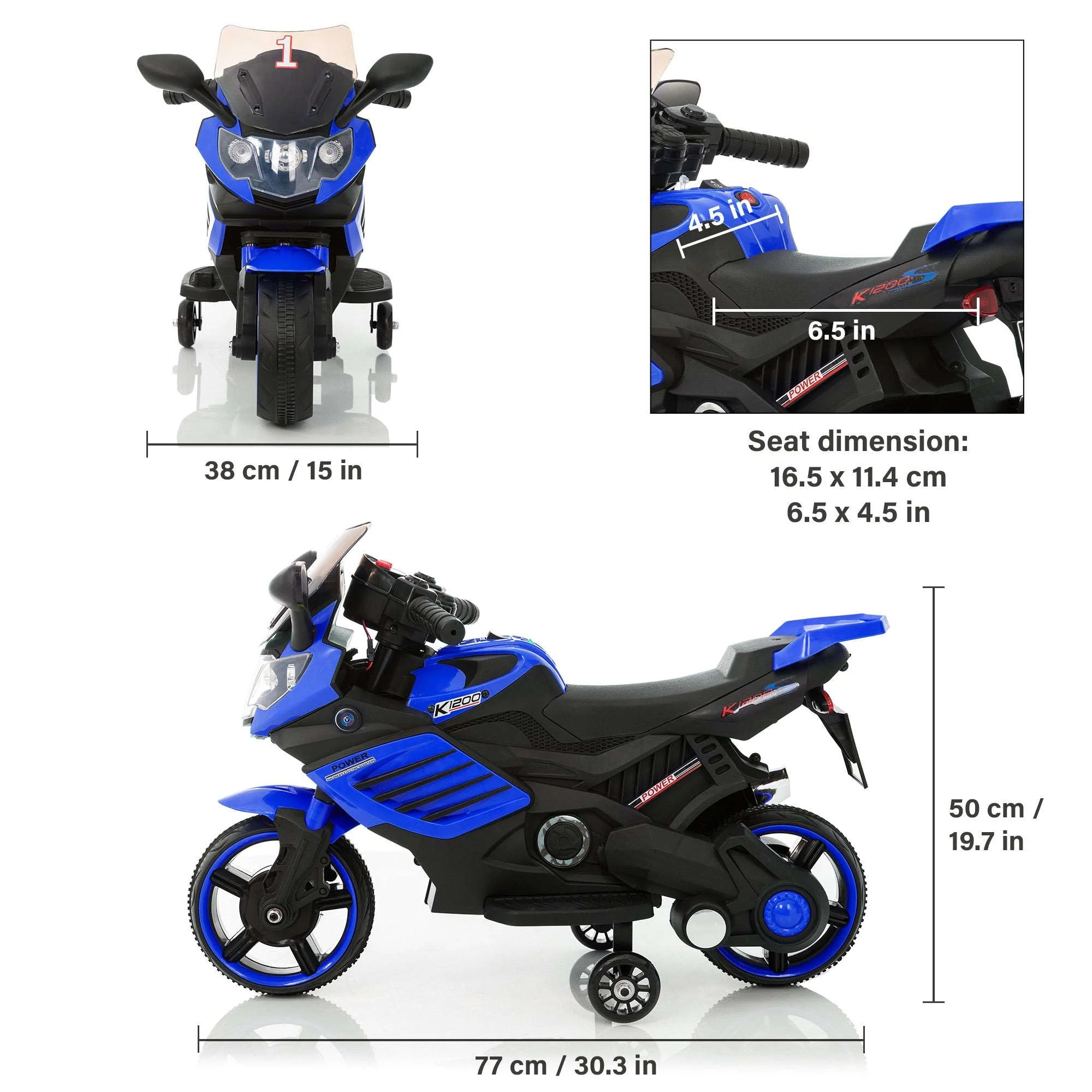 Kids Motorcycle 6V with Training Wheels, Realistic Lights and Sound - Image 9