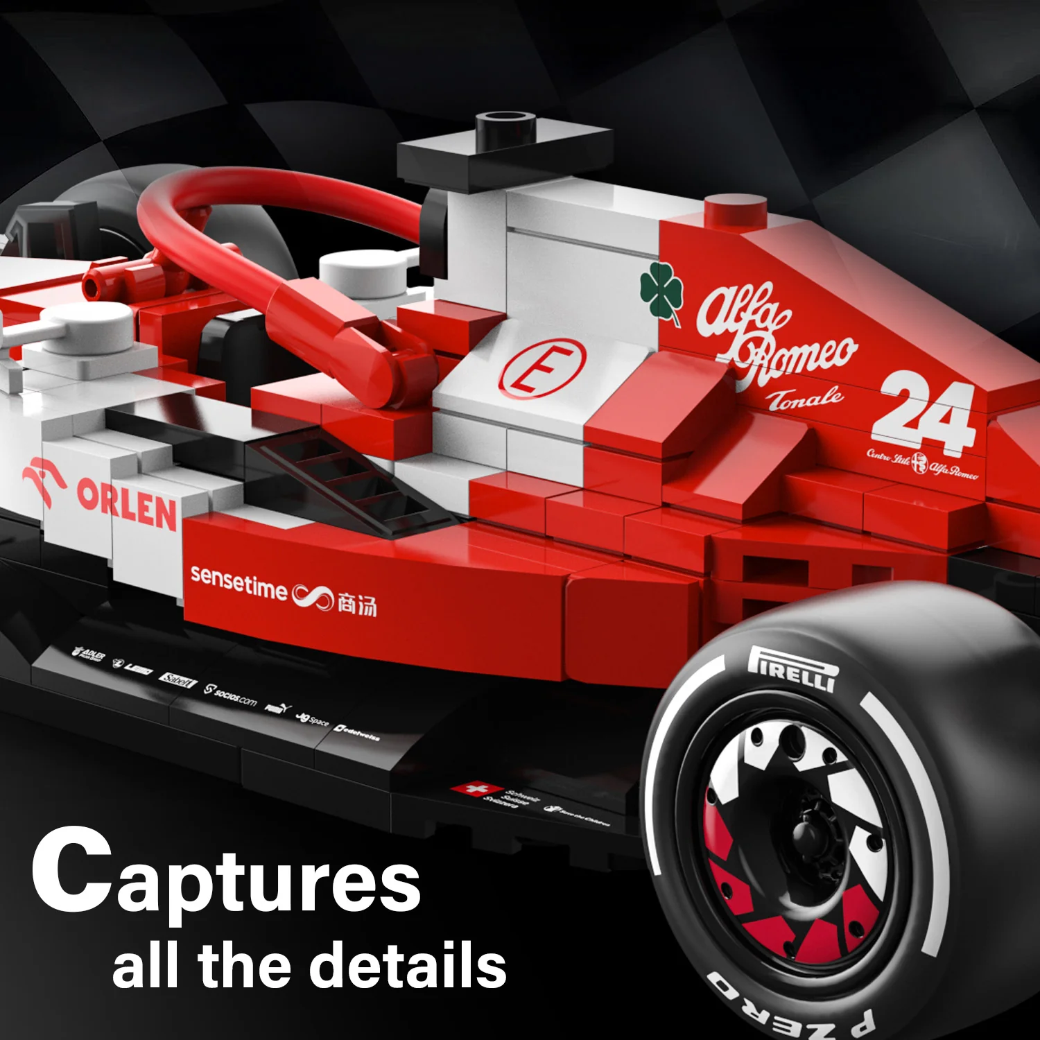 Alfa Remeo F1 C42 1/24 Race Car Model Building Bricks Kit, 340pcs - Image 4
