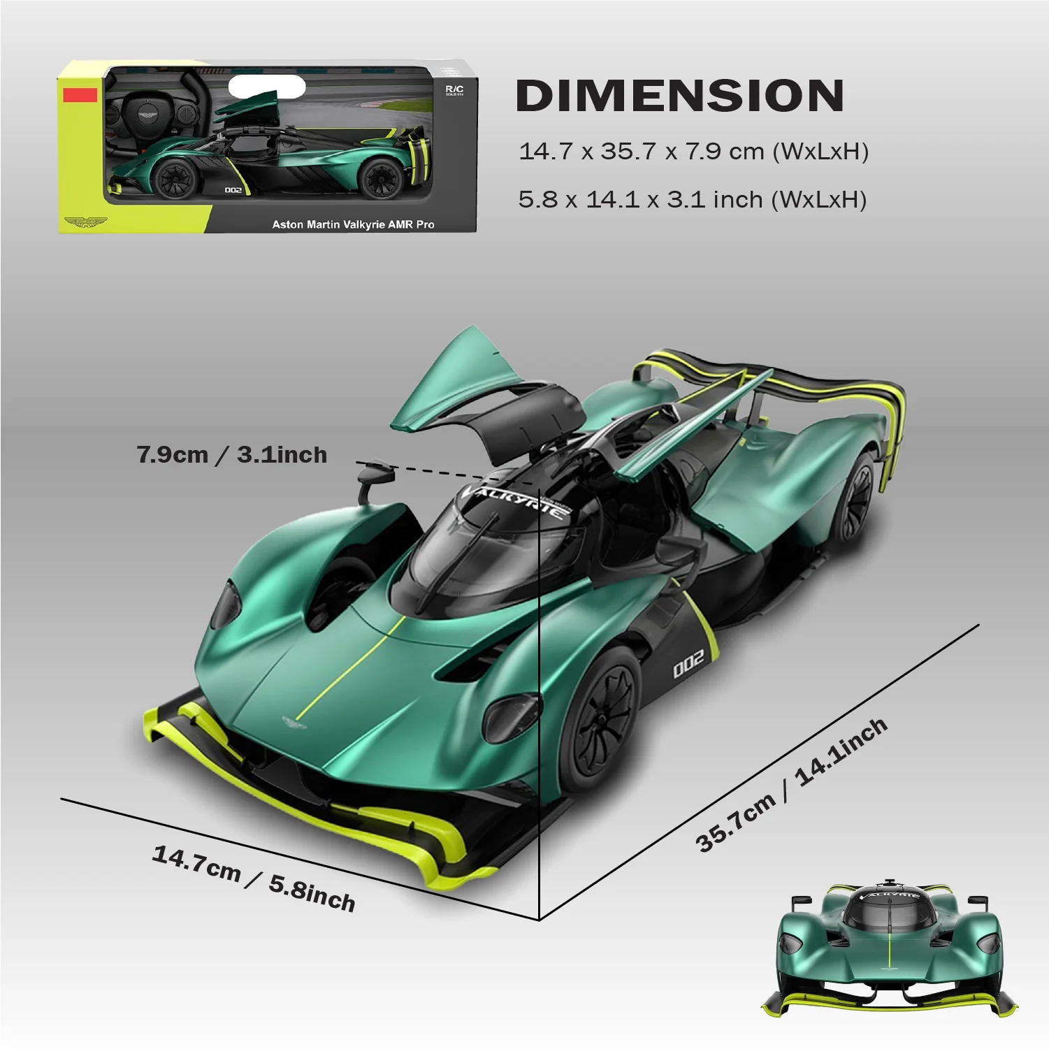 Aston Martin Valkyrie AMR Pro RC Car 1/14 Scale Licensed Remote Control Toy Car by Rastar - Image 3
