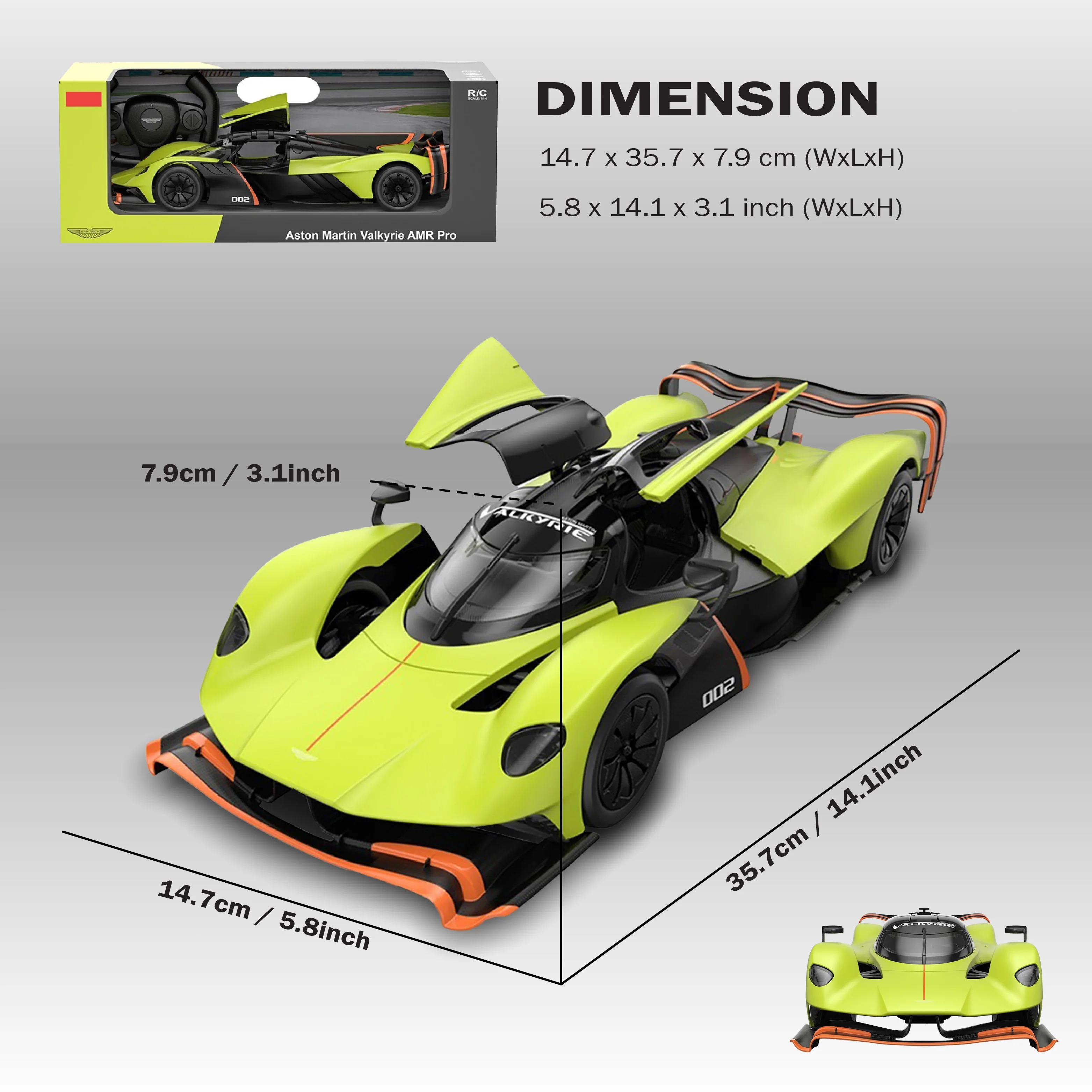 Aston Martin Valkyrie AMR Pro RC Car 1/14 Scale Licensed Remote Control Toy Car by Rastar - Image 4