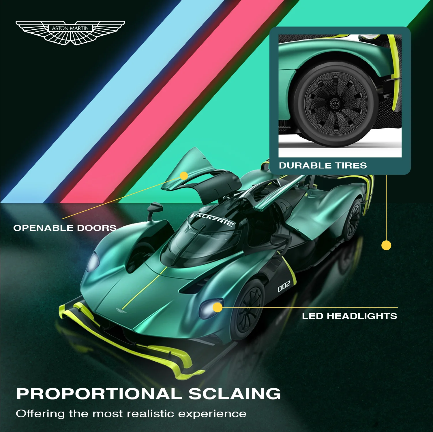 Aston Martin Valkyrie AMR Pro RC Car 1/14 Scale Licensed Remote Control Toy Car by Rastar - Image 7