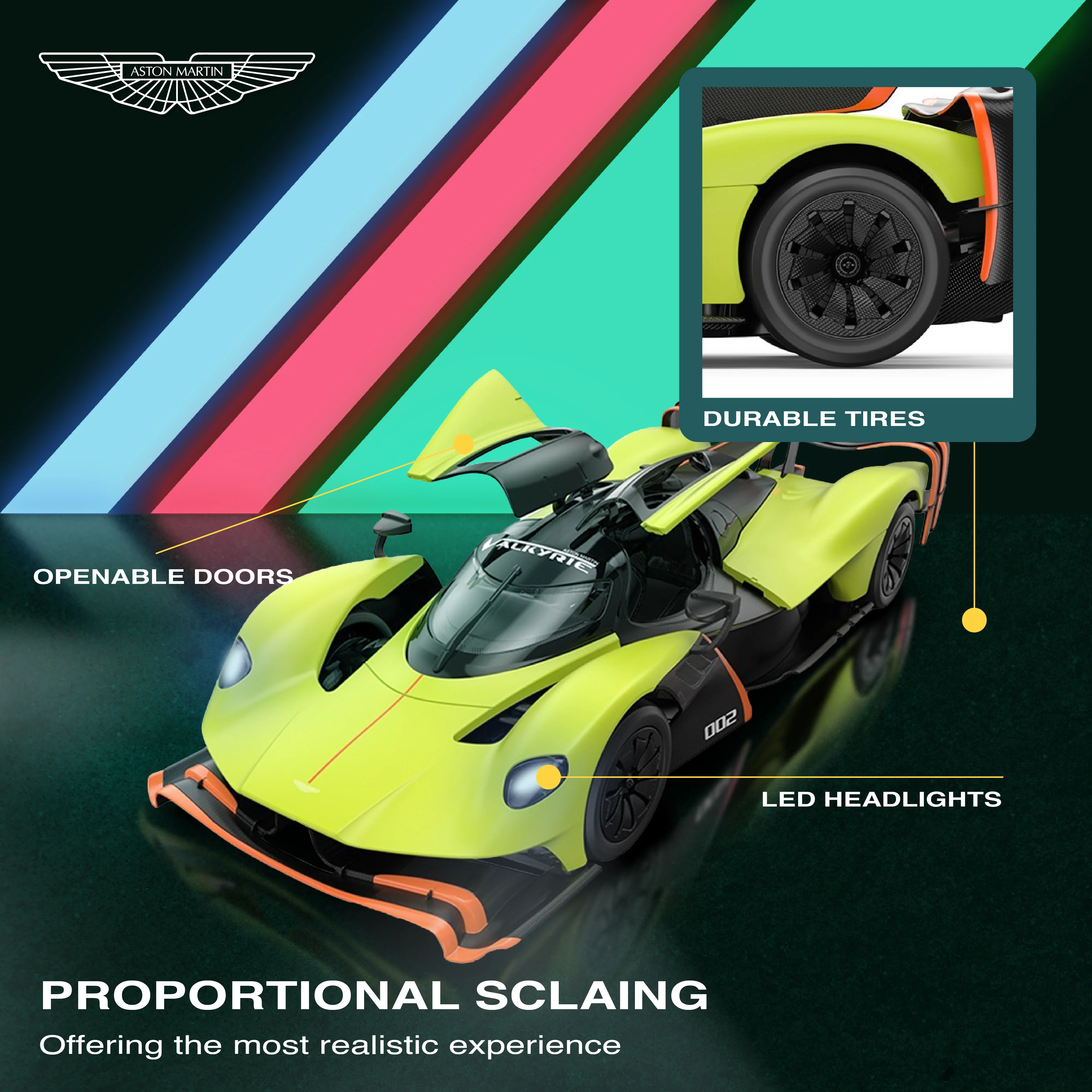 Aston Martin Valkyrie AMR Pro RC Car 1/14 Scale Licensed Remote Control Toy Car by Rastar - Image 8