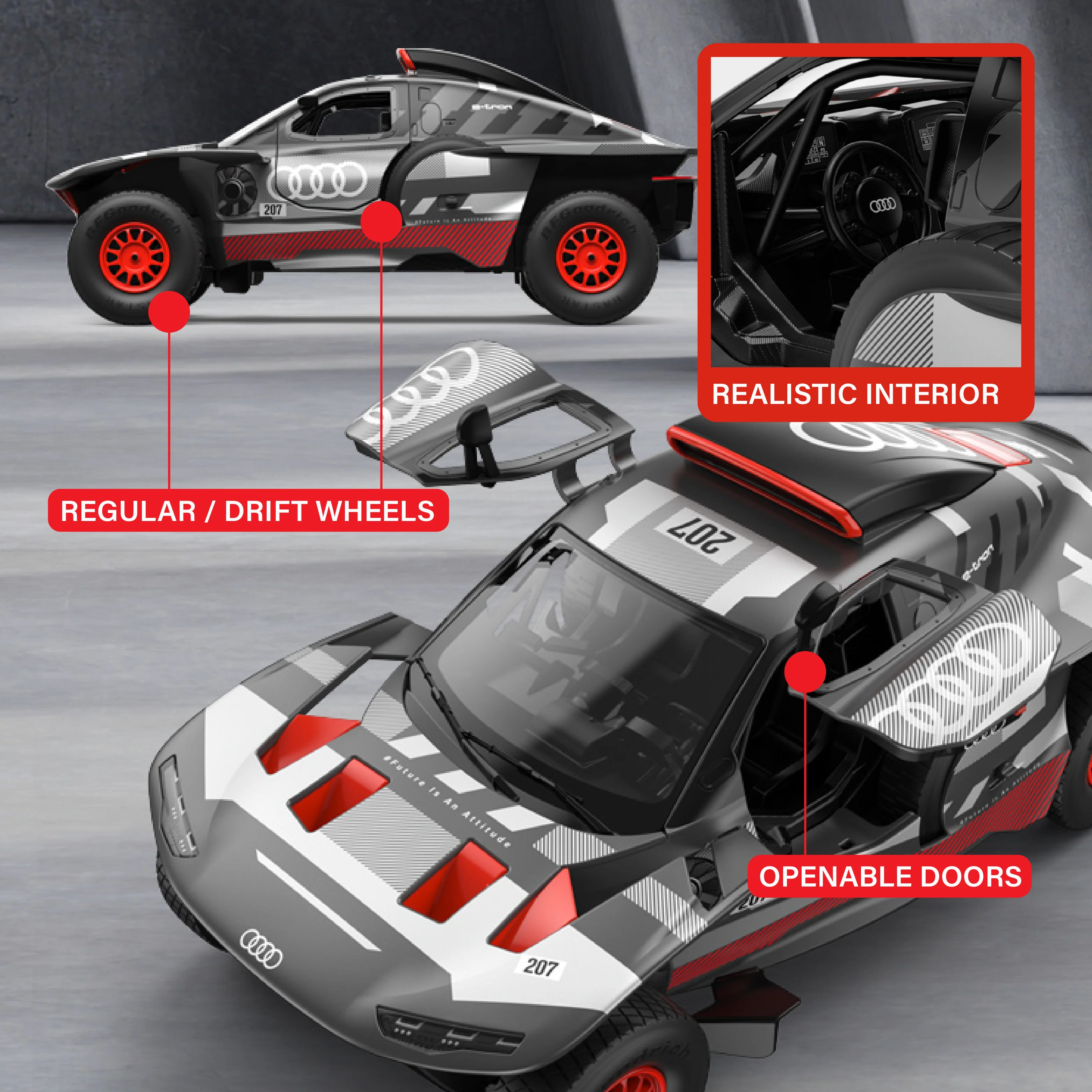 AUDI RS Q e-tron RC Car 1/14 Scale Licensed Remote Control Toy Car by Rastar - Image 2
