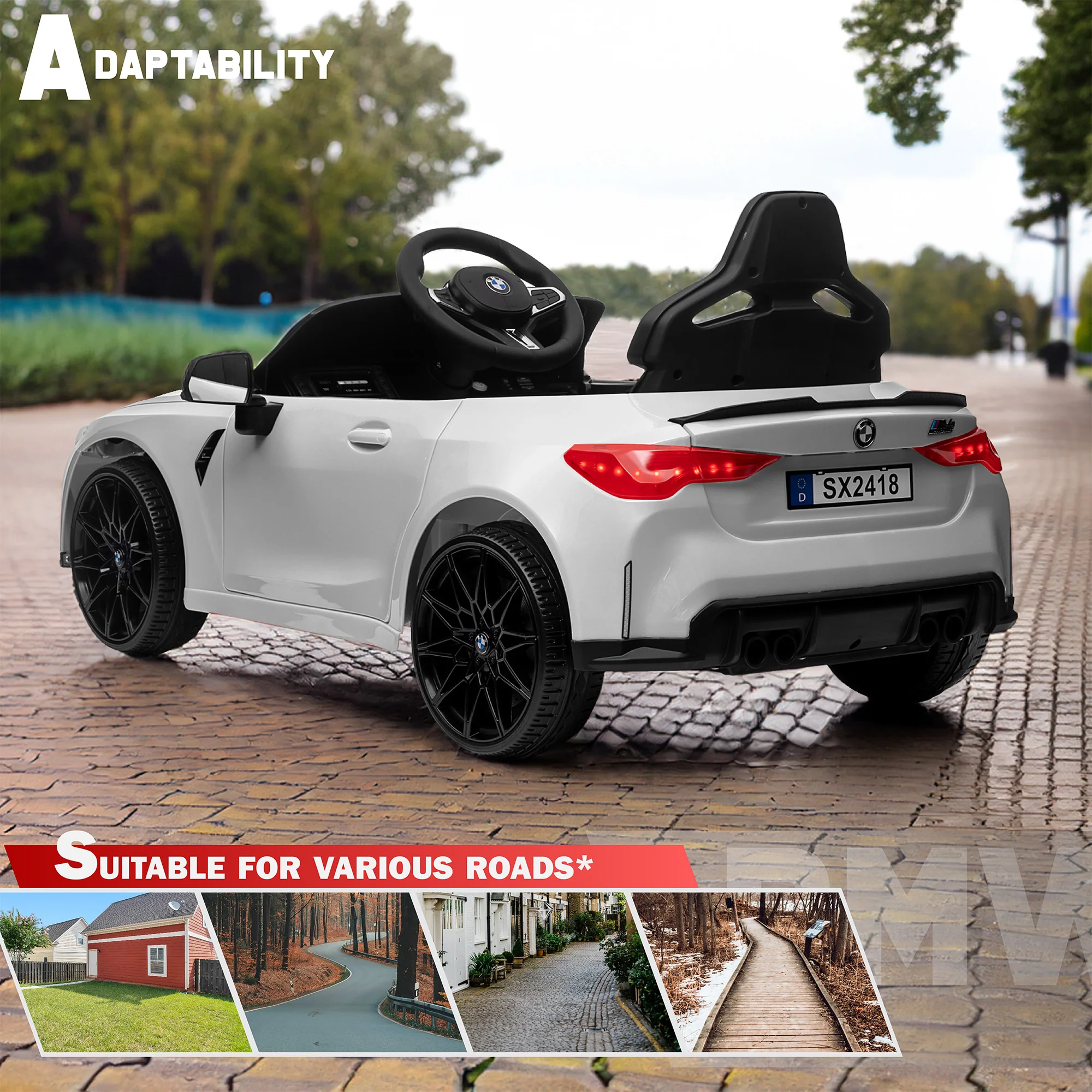BMW M4 12V Ride on Car with Remote Control, LED Lights and Music, Licensed - Image 6