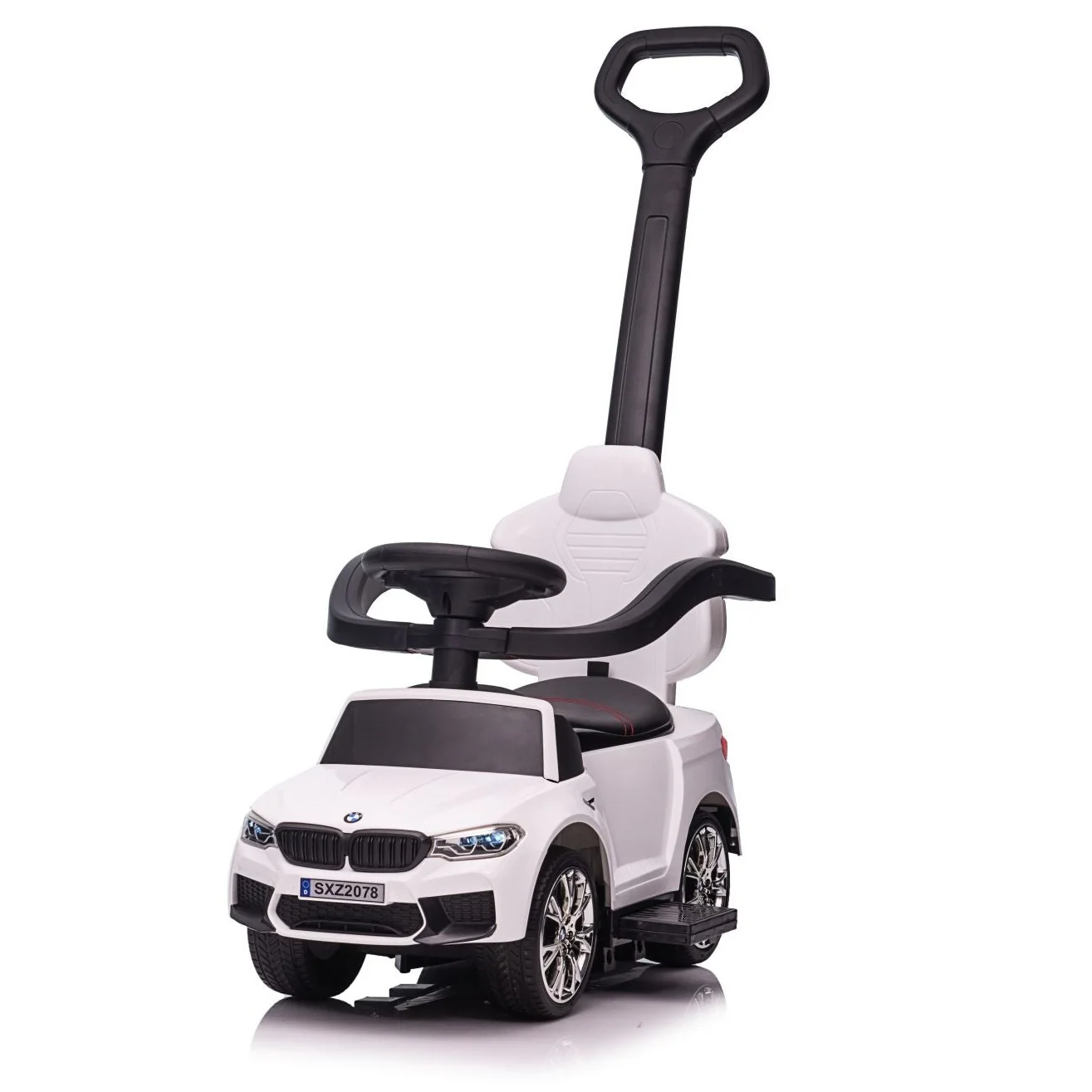 BMW M5 4-in-1 Push Pedal Ride On Car with Push Bar and LED Lights, Licensed