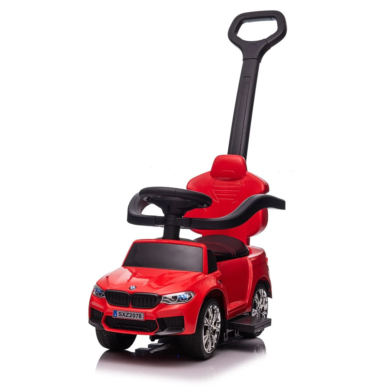 BMW M5 4-in-1 Push Pedal Ride On Car with Push Bar and LED Lights, Licensed - Image 4