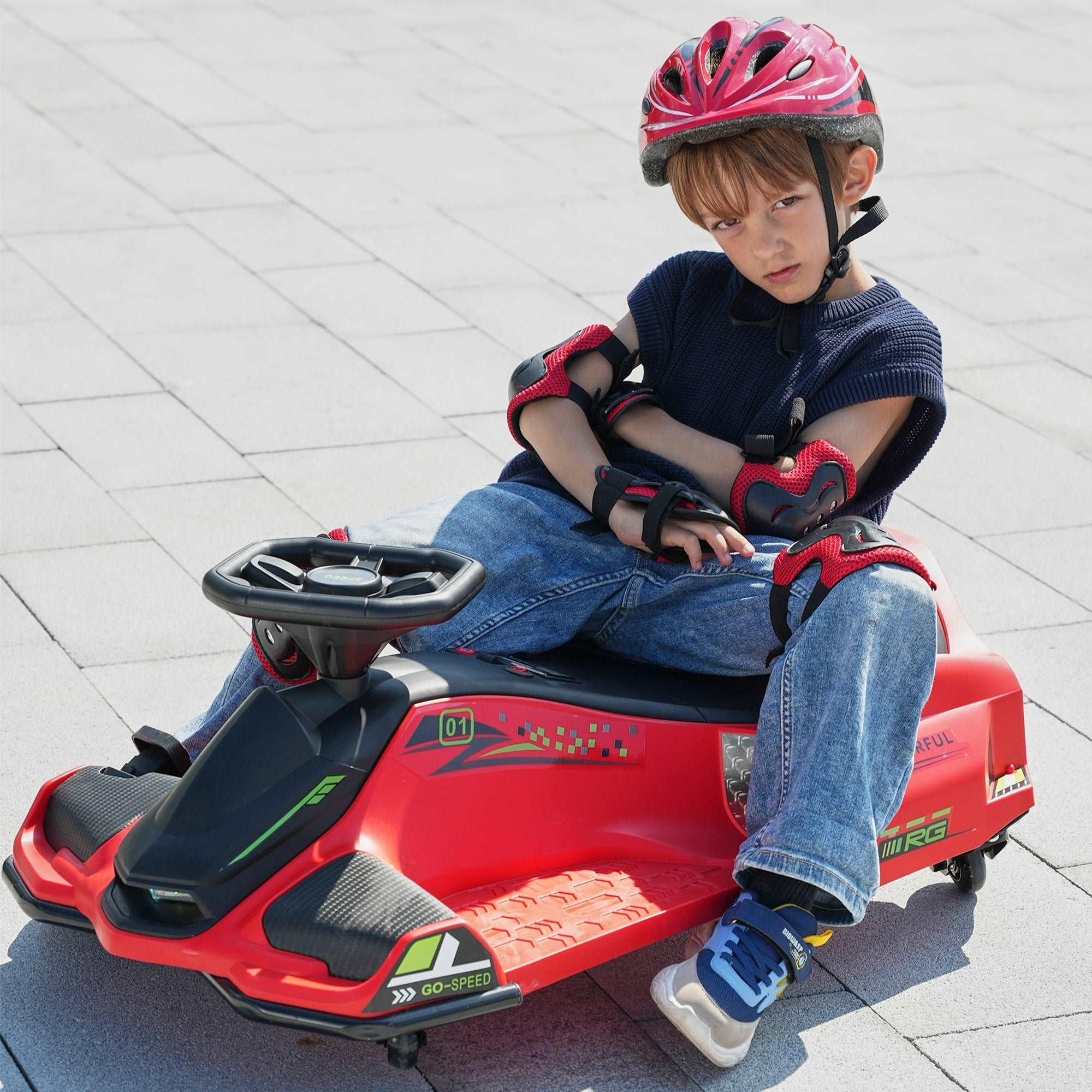 Brushless 24V Go Kart, ThunderDrift™ High-Speed Outdoor Drifter with Variable Speed Throttle and Bonus Protective Gears - Image 3