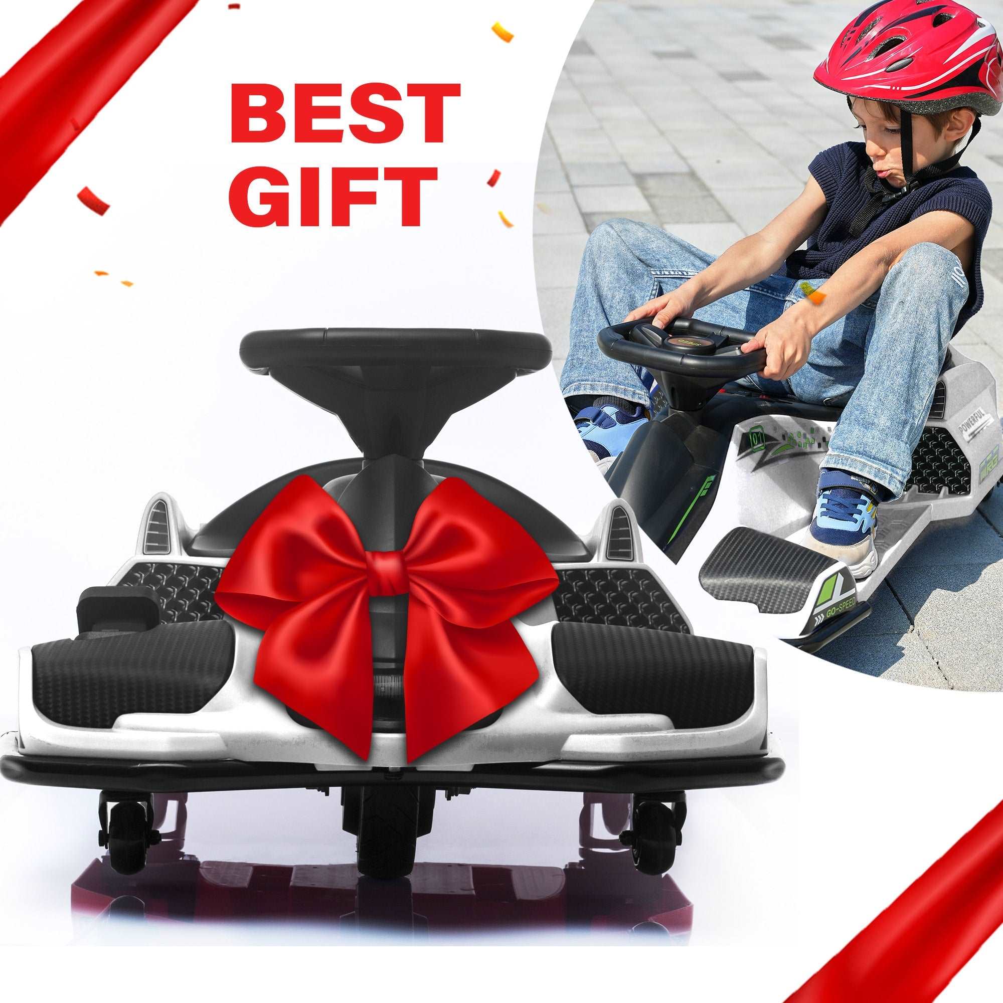 Brushless 24V Go Kart, ThunderDrift™ High-Speed Outdoor Drifter with Variable Speed Throttle and Bonus Protective Gears - Image 4