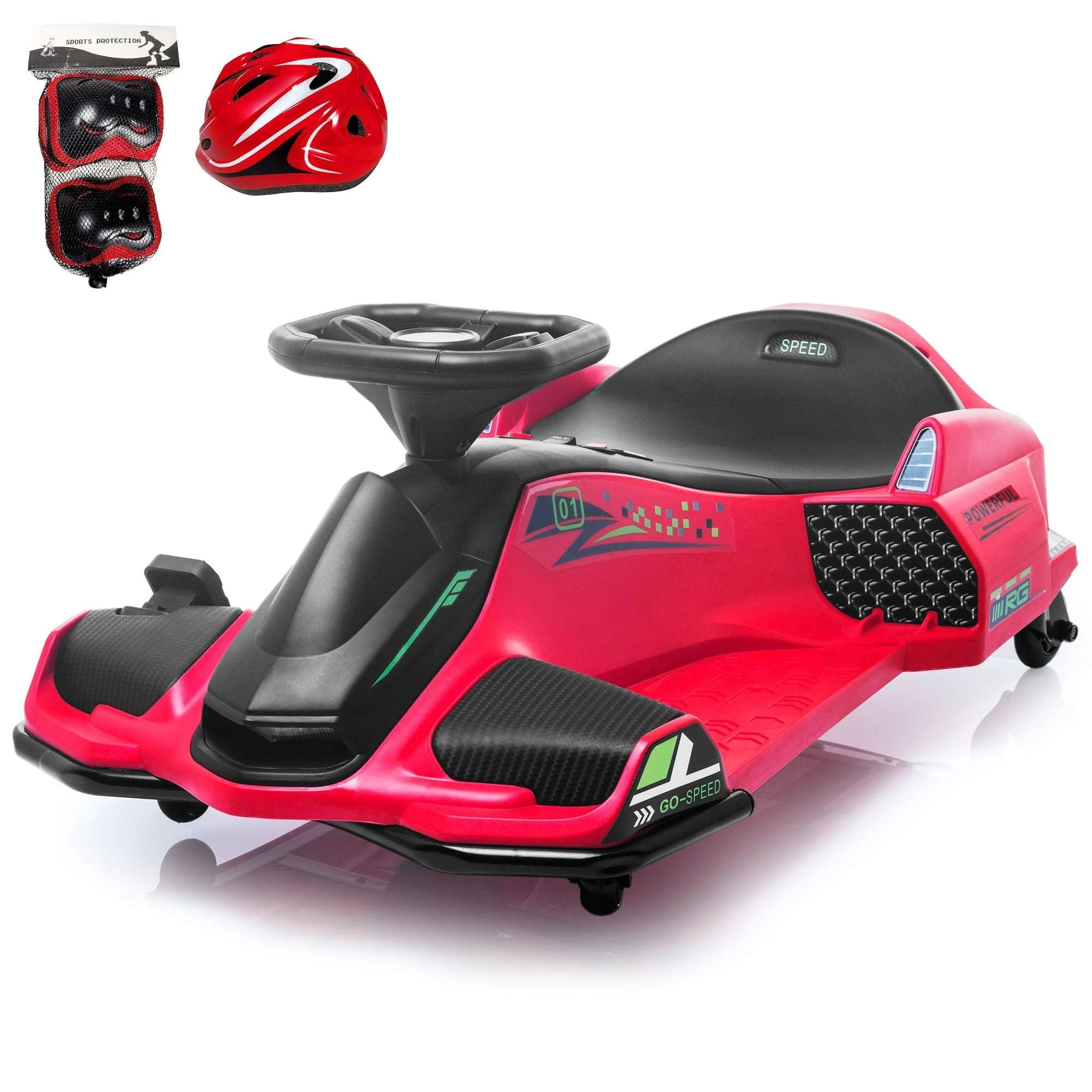 Brushless 24V Go Kart, ThunderDrift™ High-Speed Outdoor Drifter with Variable Speed Throttle and Bonus Protective Gears - Image 9