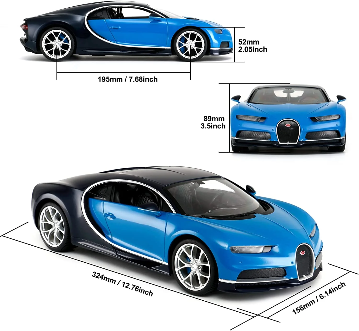 Bugatti Chiron RC Car 1/14 Scale Licensed Remote Control Toy Car with Working Lights by Rastar - Image 7