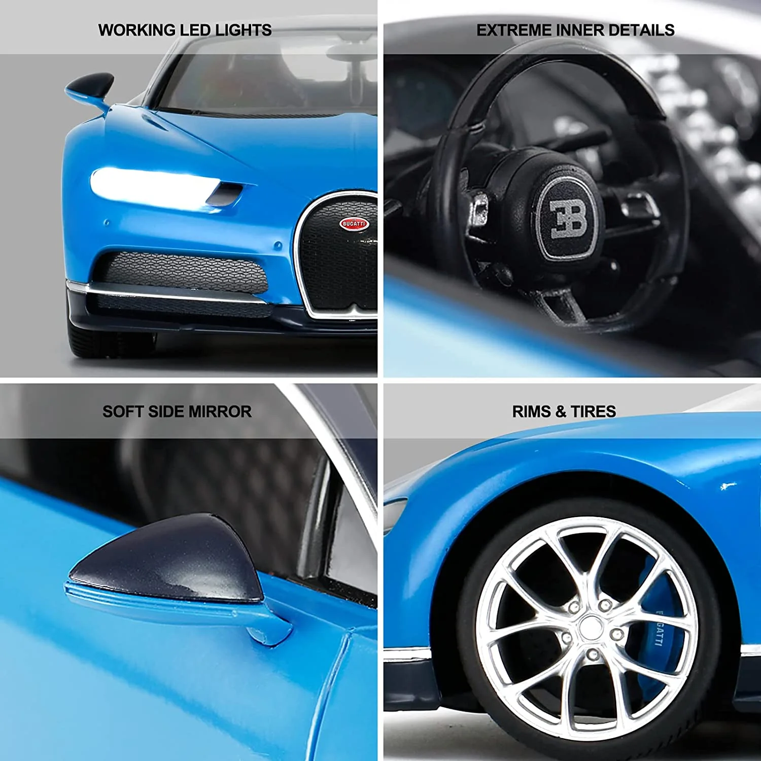 Bugatti Chiron RC Car 1/14 Scale Licensed Remote Control Toy Car with Working Lights by Rastar - Image 8