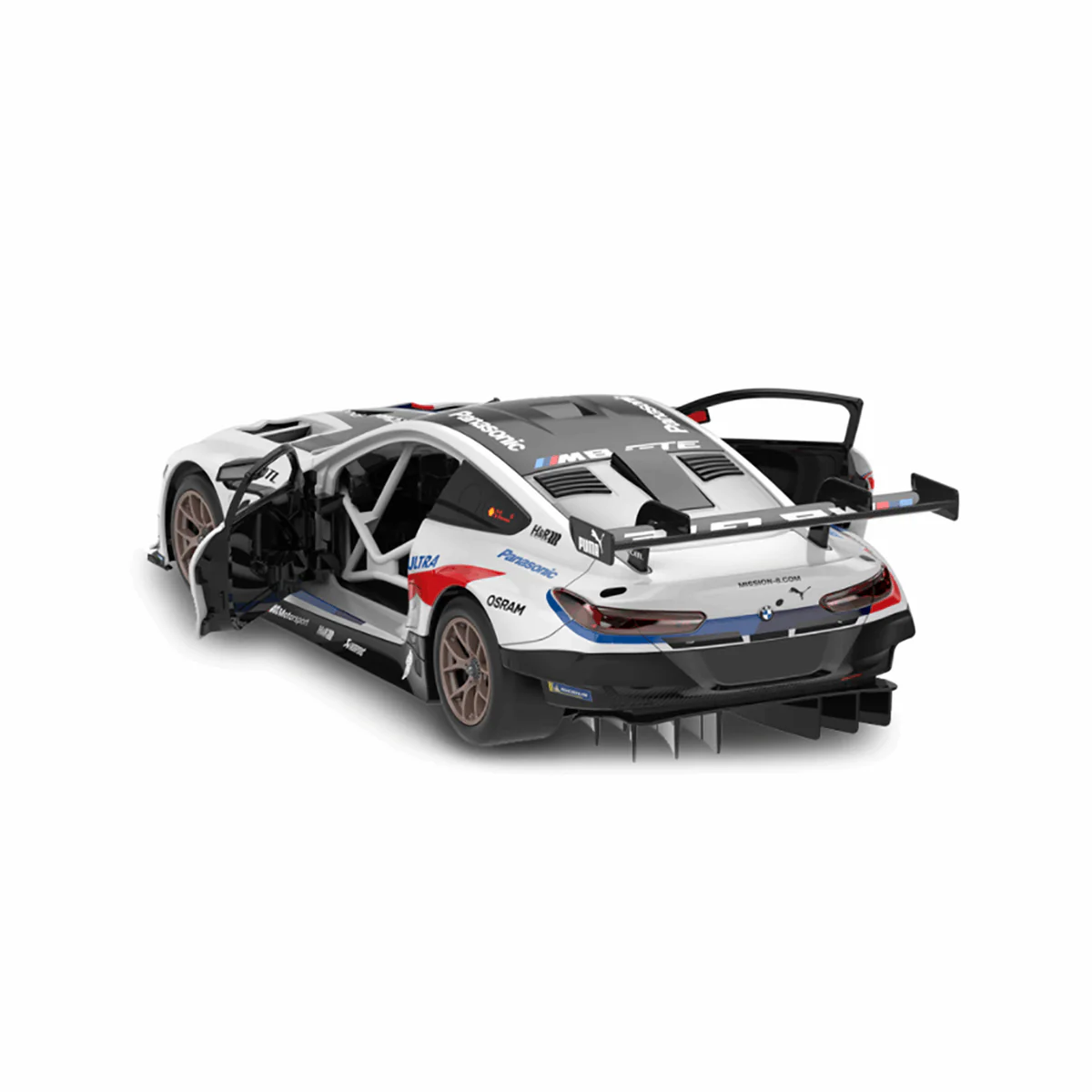 BMW M8 GTE 1/18 Scale DIY Building RC Car Kit Licensed with Remote Control and Customization Stickers by Rastar, 74pcs - Image 5