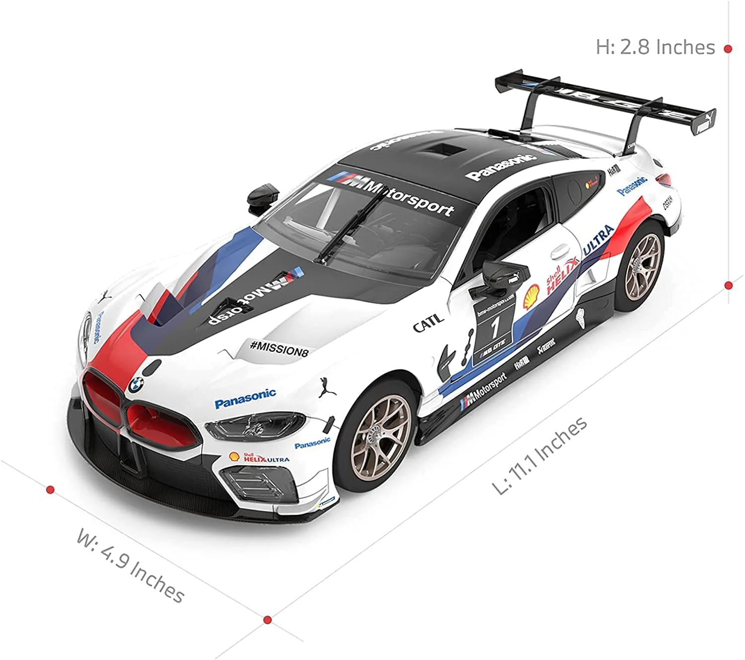 BMW M8 GTE 1/18 Scale DIY Building RC Car Kit Licensed with Remote Control and Customization Stickers by Rastar, 74pcs - Image 6