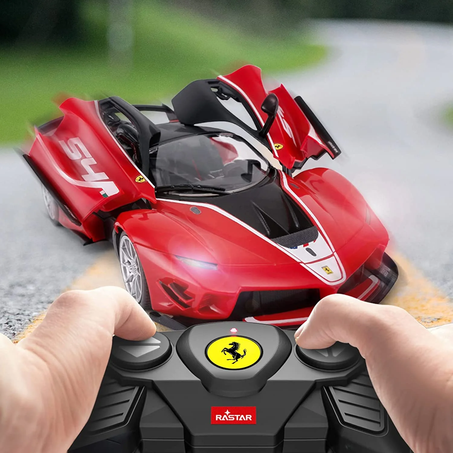 Ferrari FXXK EVO 1/18 Scale DIY Building Kit Licensed with Remote Control and Customization Stickers by Rastar, 92pcs - Image 12
