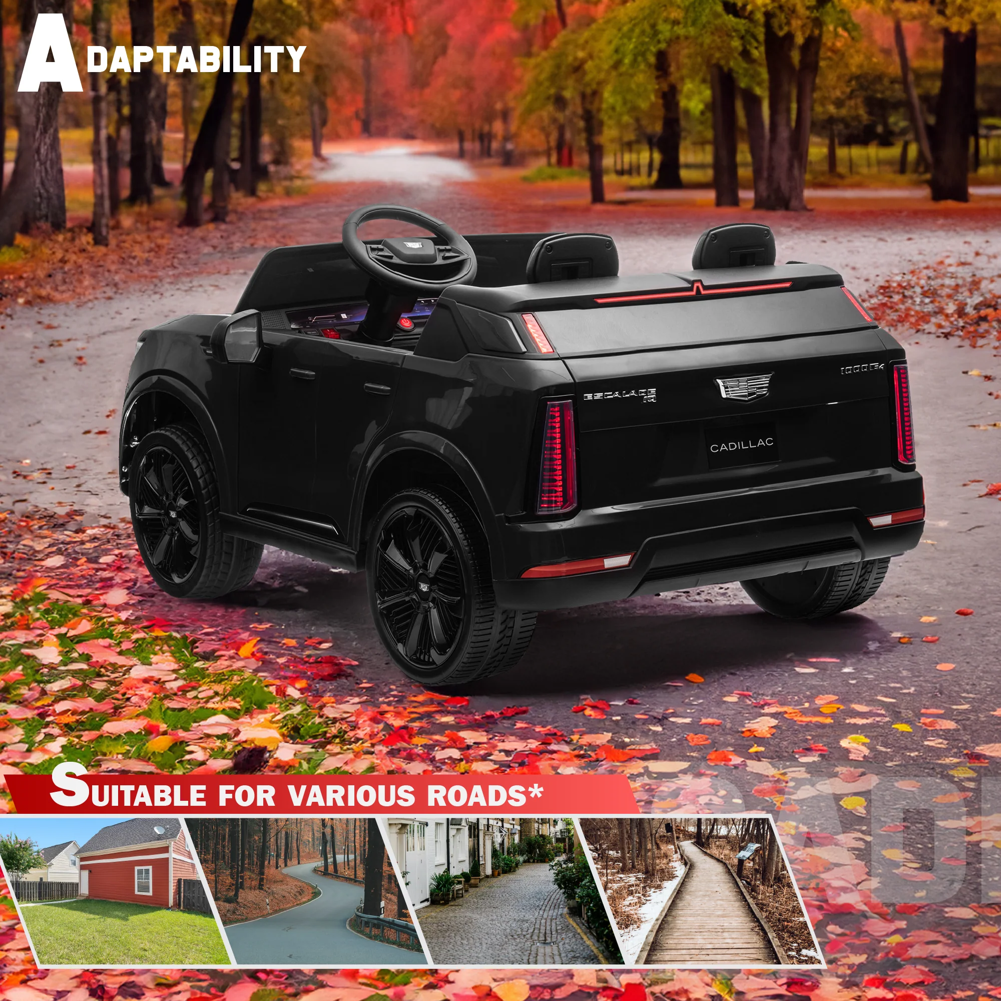 Cadillac Escalade IQ 24V 2 Seater Kids Ride On Car with Remote Control, EVA Quiet Tires, Open Doors, LED Lights & Music - Image 7