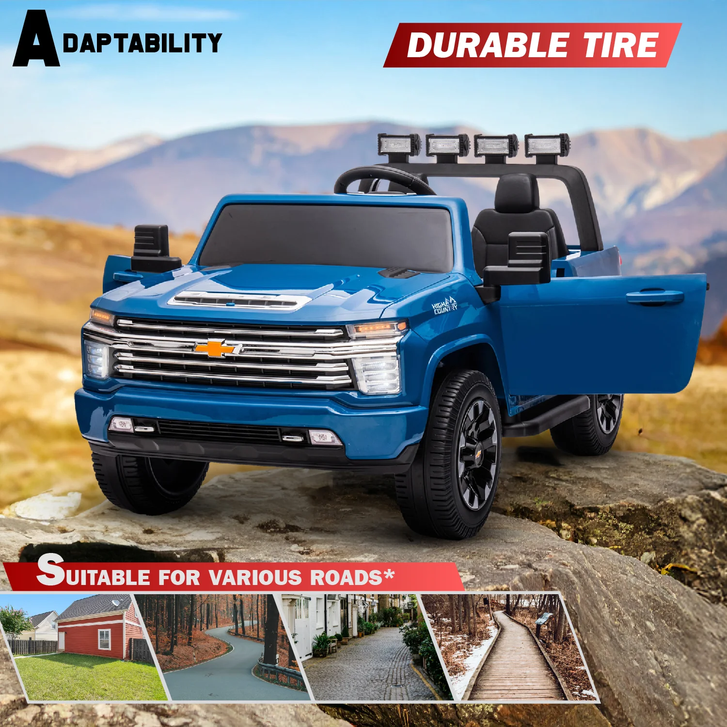 Chevrolet Silverado 12V Kids Ride-On Truck – 2 Seater, LED Lights, Music - Image 5