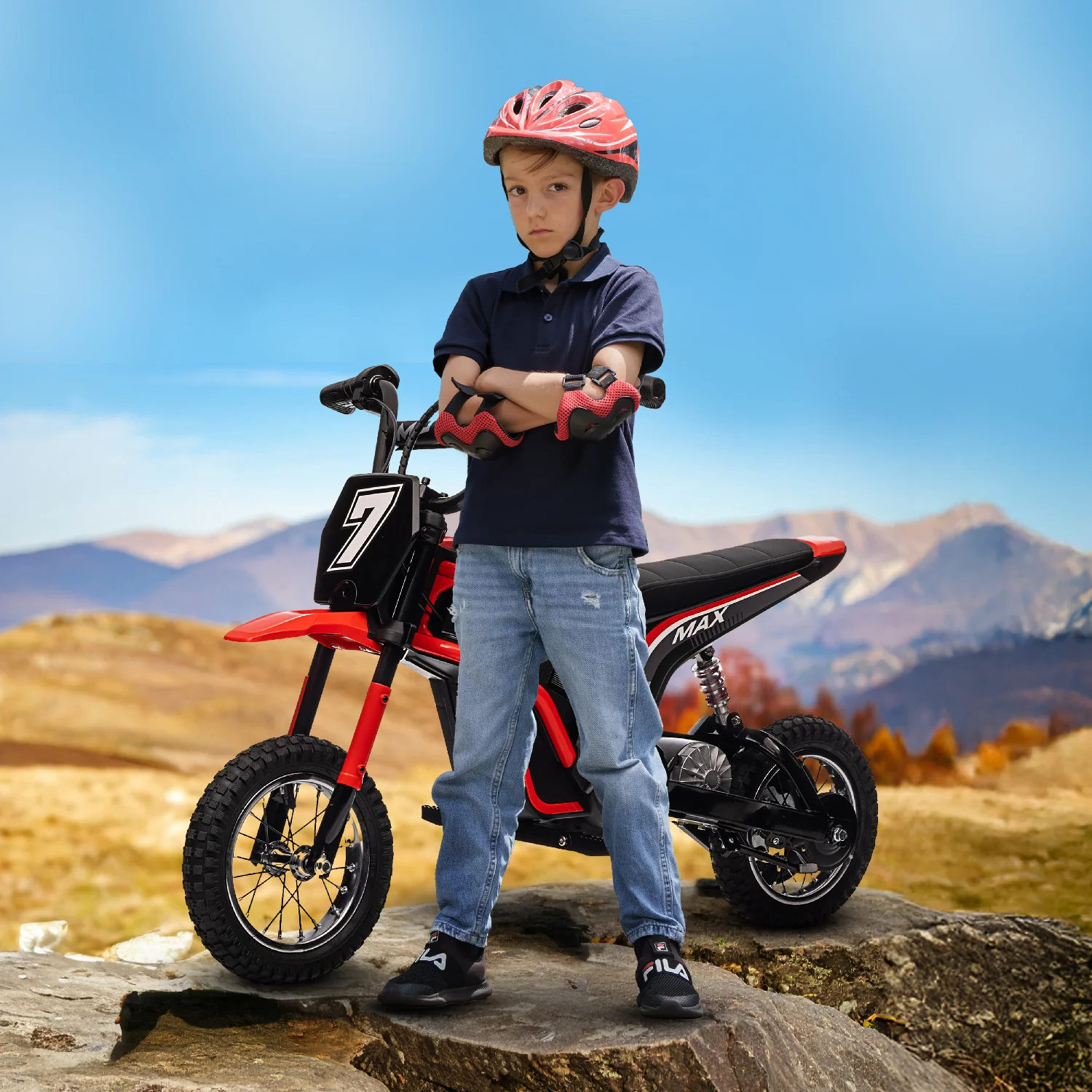 Upgraded Electric Dirt Bike for Kids, 24V 350W Motor, Max 24km/h Hand Accelerator and Brake Lever, 12" Air Tyre with Suspension, Electric Motorcycle Ride-on Car for Kids - Image 3