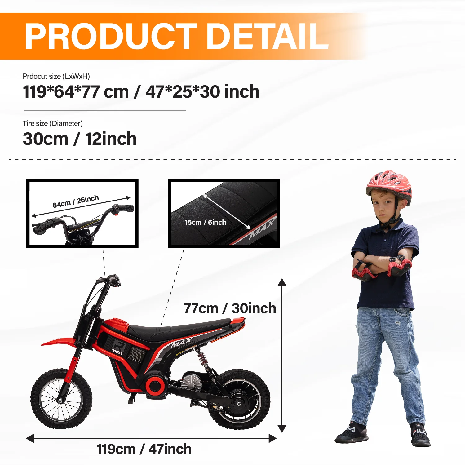 Upgraded Electric Dirt Bike for Kids, 24V 350W Motor, Max 24km/h Hand Accelerator and Brake Lever, 12" Air Tyre with Suspension, Electric Motorcycle Ride-on Car for Kids - Image 5