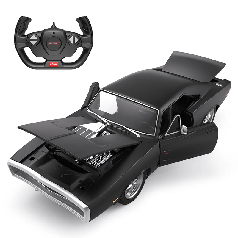 Dodge Charger R/T with Engine RC Car 1/16 Licensed Remote Control Toy Car with Open Doors and Working Lights by Rastar, Fast & Furious