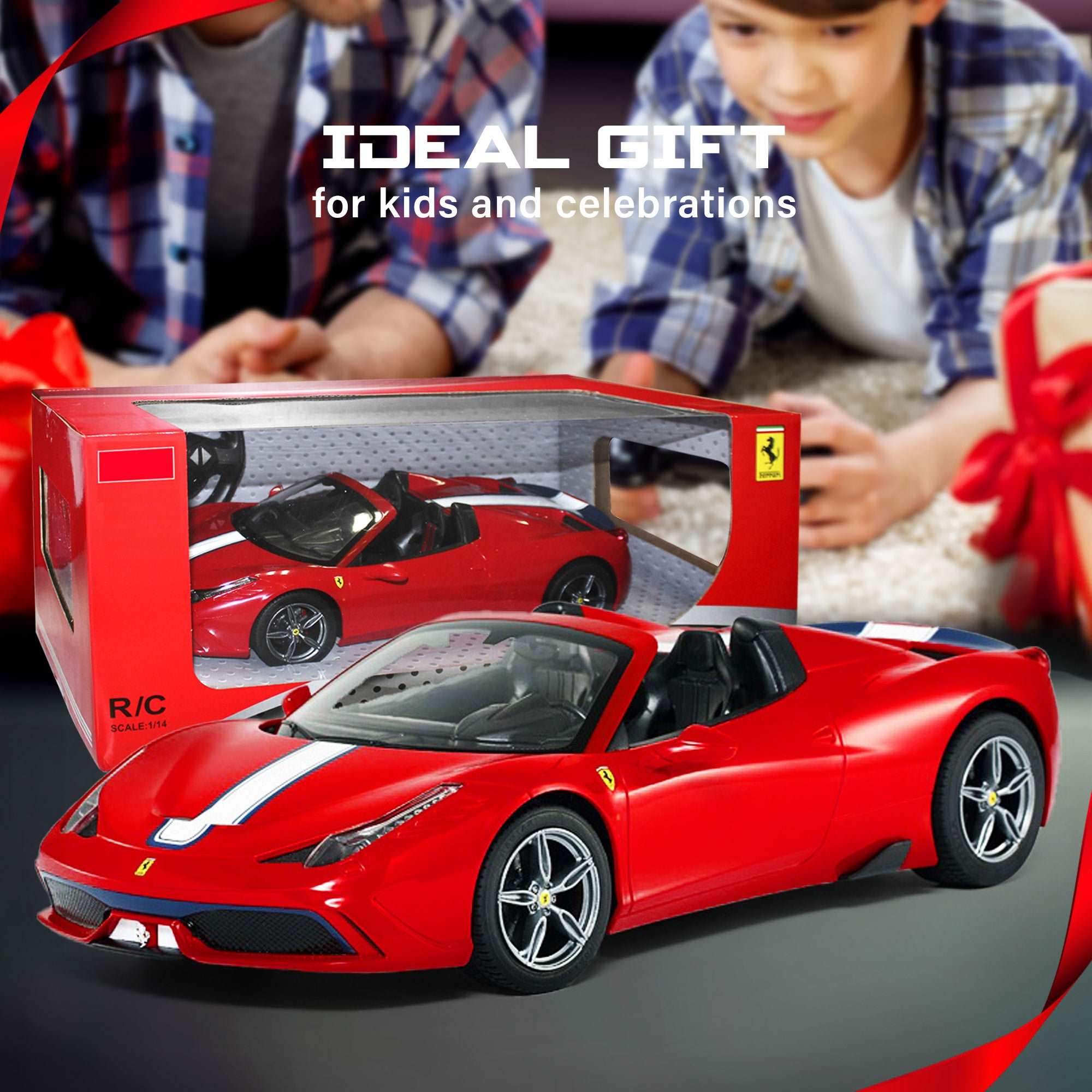 Ferrari 458 Speciale A Convertible RC Car 1/14 Scale Licensed Remote Control Toy Car with Working Lights by Rastar - Image 5