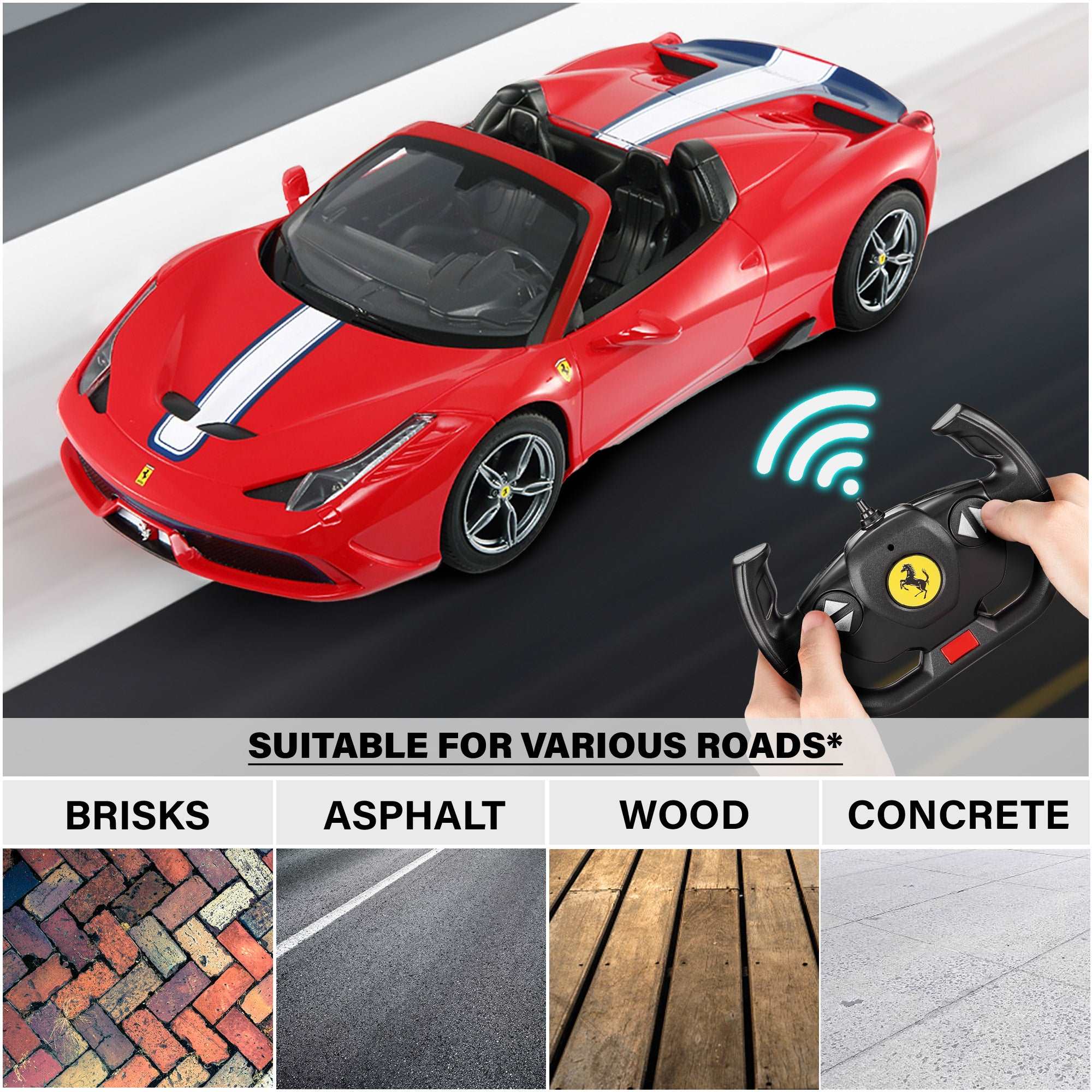 Ferrari 458 Speciale A Convertible RC Car 1/14 Scale Licensed Remote Control Toy Car with Working Lights by Rastar - Image 6