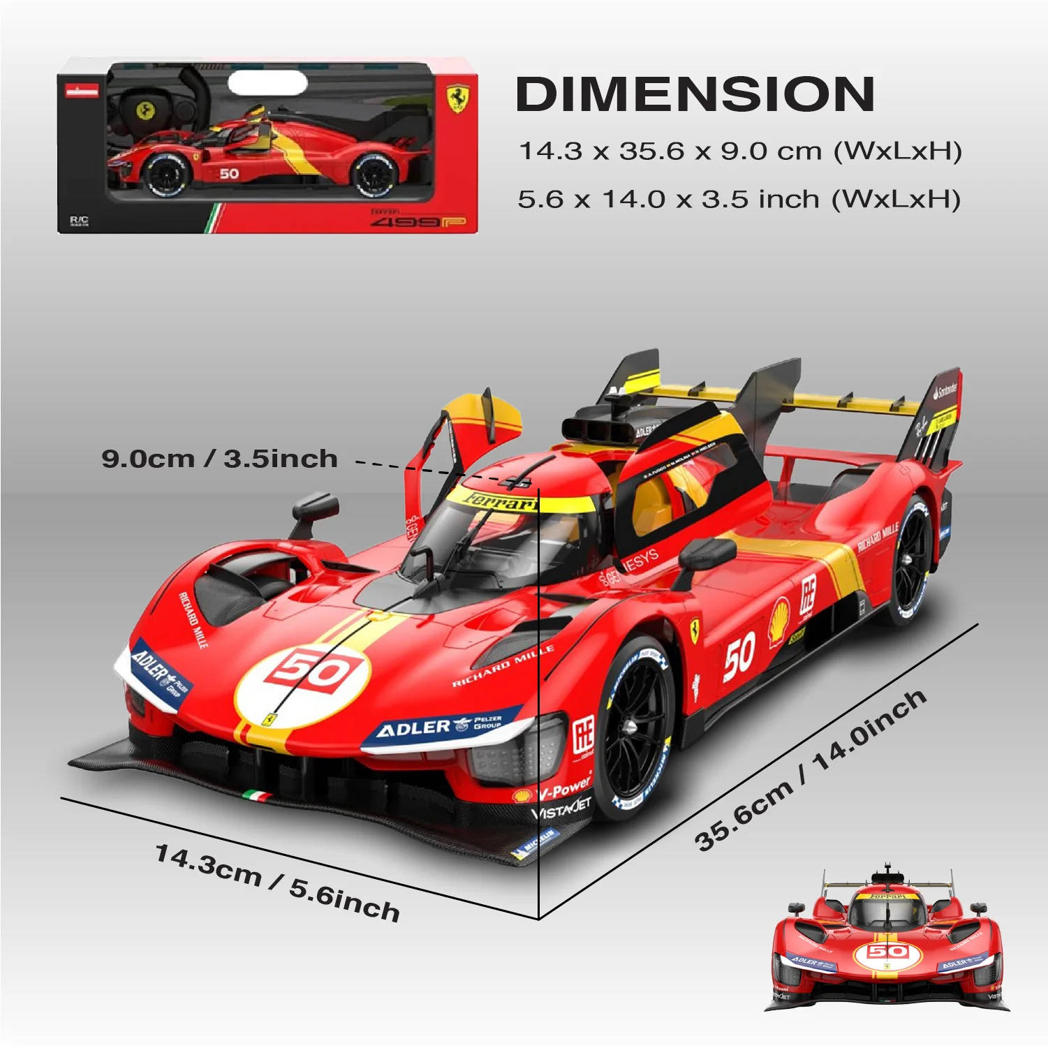 Ferrari 499P RC Car 1/14 Scale Licensed Remote Control Toy Car by Rastar - Image 5