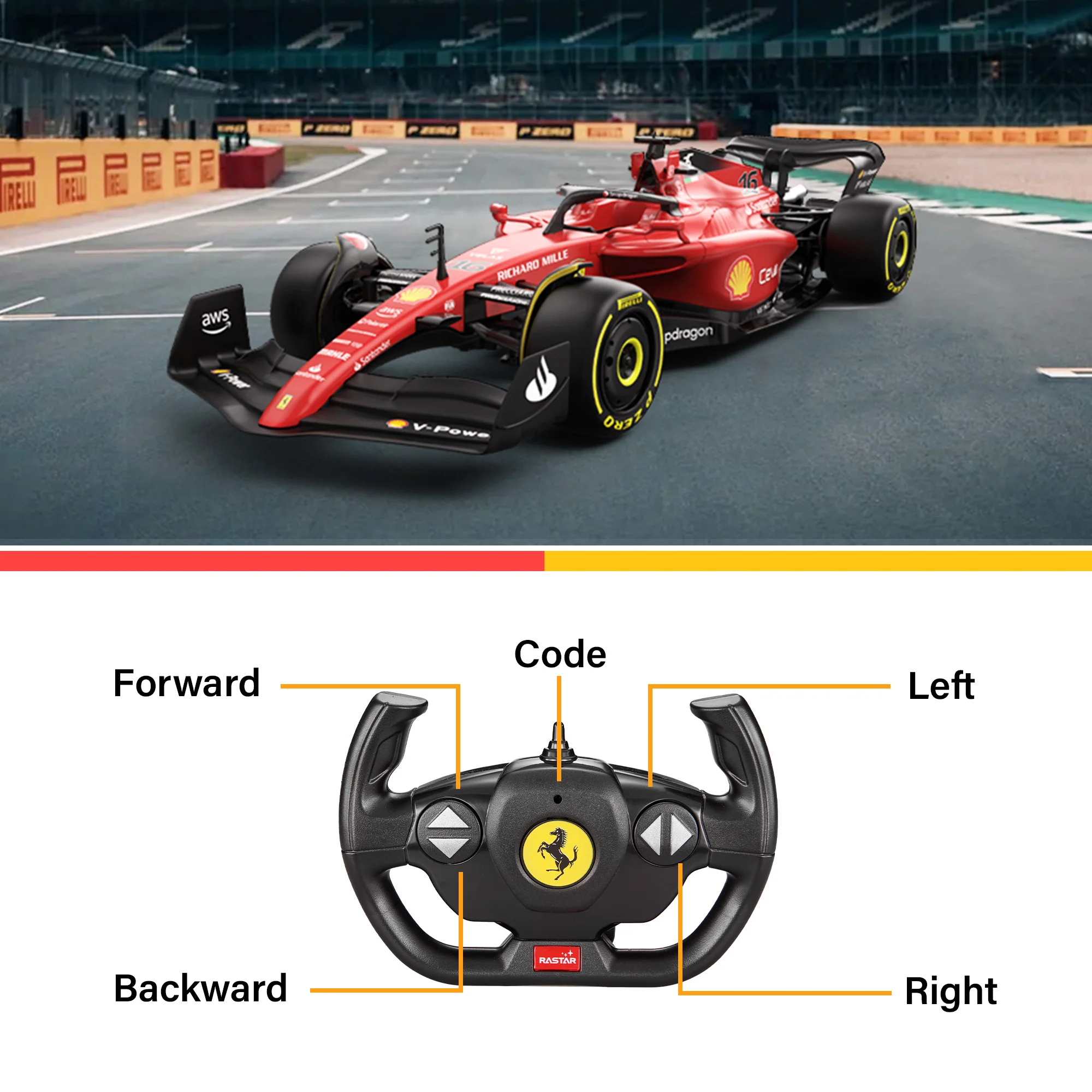 Ferrari F1 75 RC Car 1/12 Scale Licensed Remote Control Toy Car, Official F1 Merchandise by Rastar - Image 6