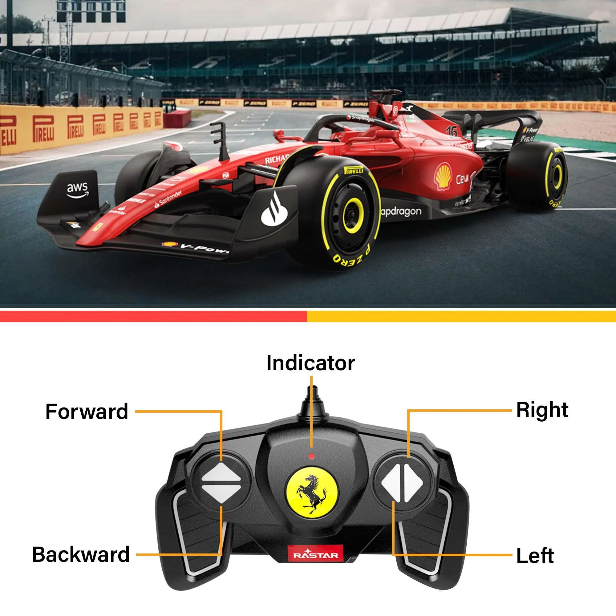 Ferrari F1 75 RC Car 1/18 Scale Licensed Remote Control Toy Car, Official F1 Merchandise by Rastar - Image 5