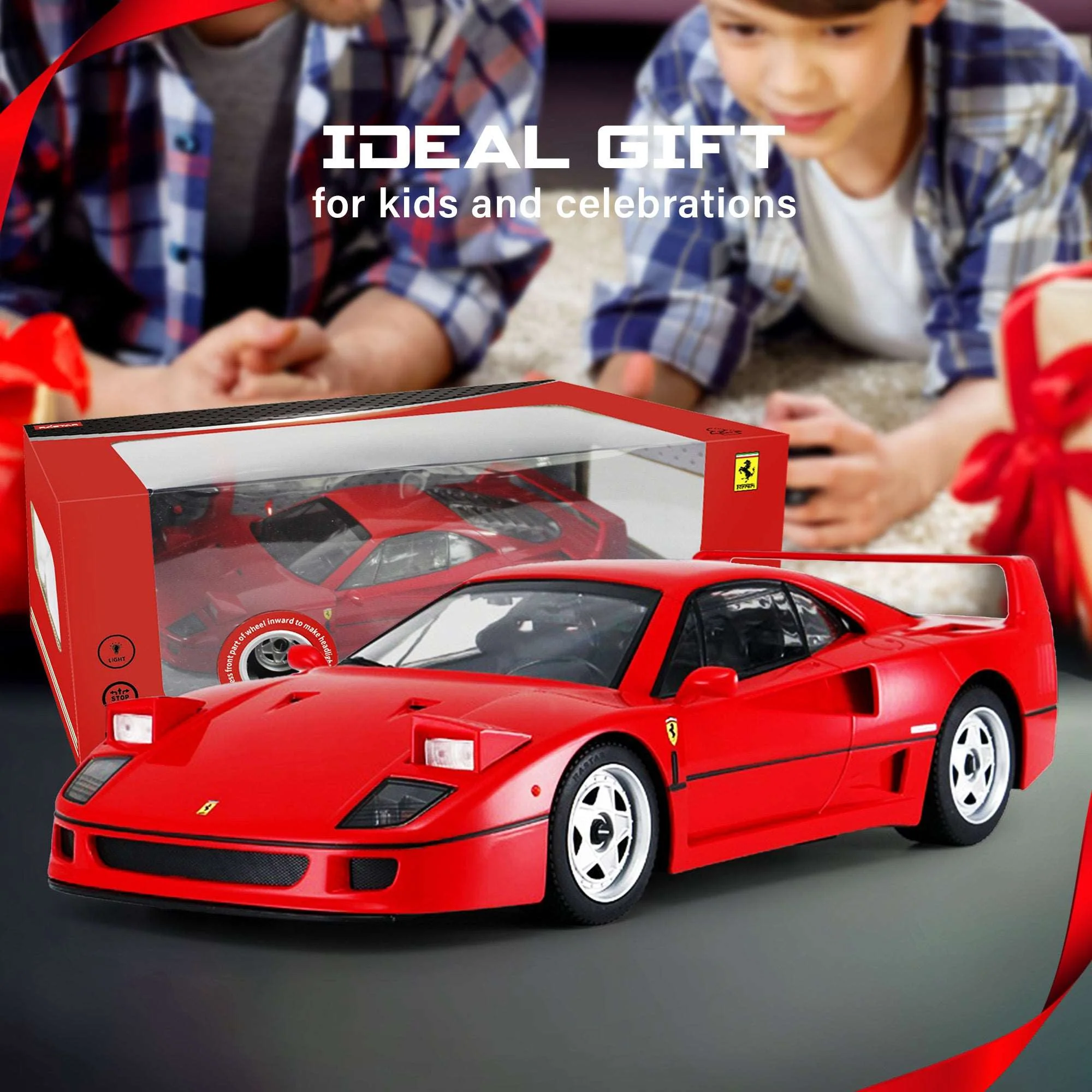 Ferrari F40 RC Car 1/14 Scale Licensed Remote Control Toy Car with Pop-up Headlights by Rastar - Image 3