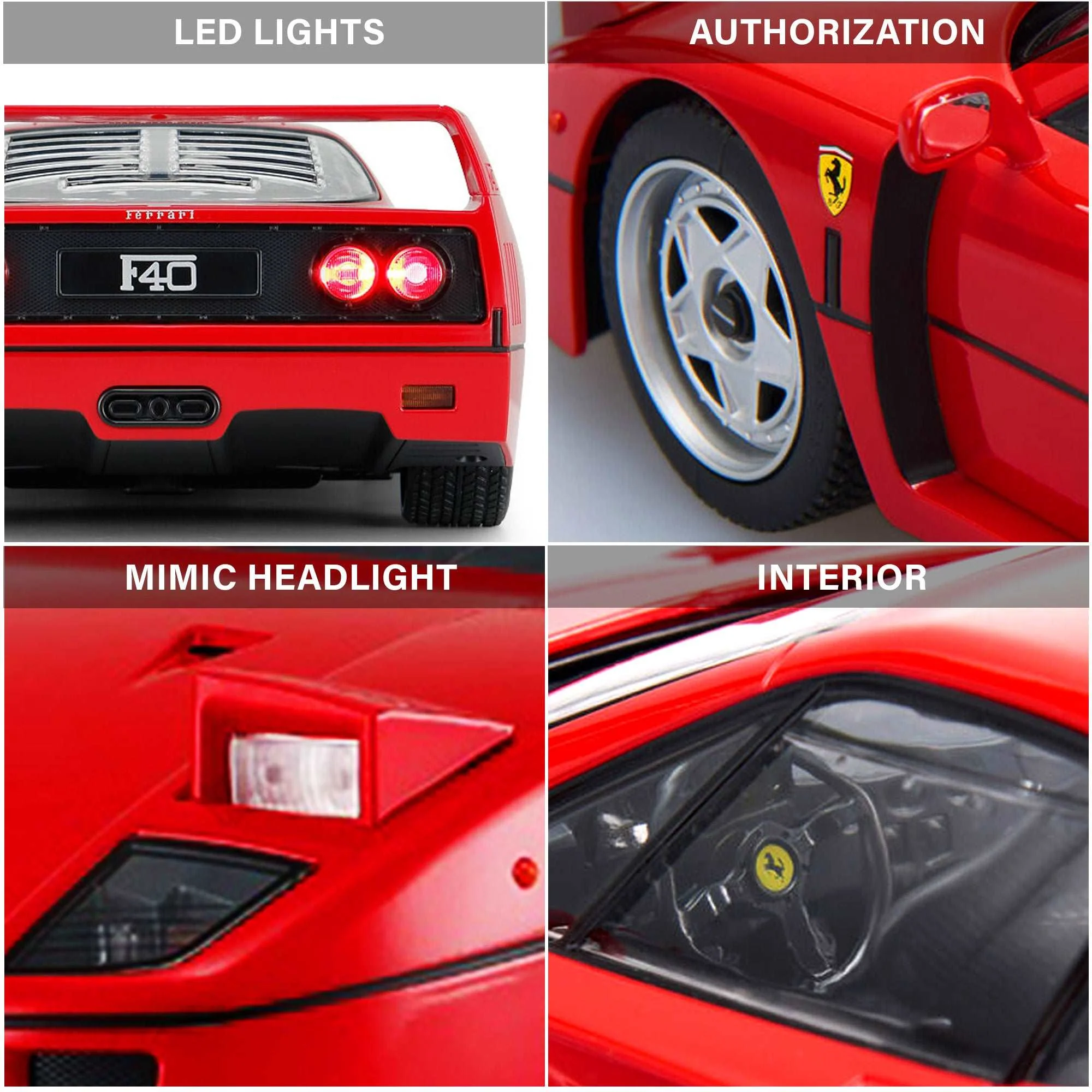 Ferrari F40 RC Car 1/14 Scale Licensed Remote Control Toy Car with Pop-up Headlights by Rastar - Image 4