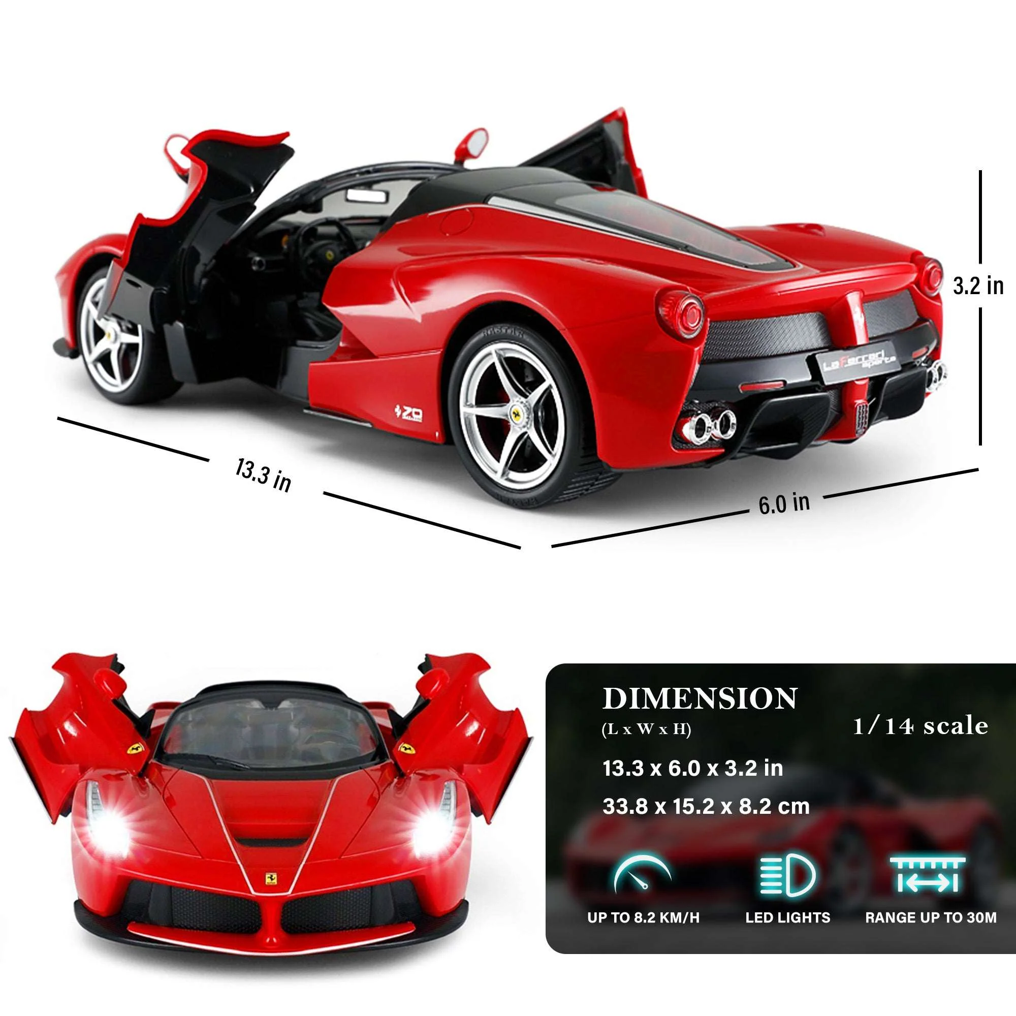 Ferrari LaFerrari Aperta RC Car 1/14 Scale Licensed Remote Control Toy Car with Drift Function, Open Doors and Working Lights by Rastar - Image 3