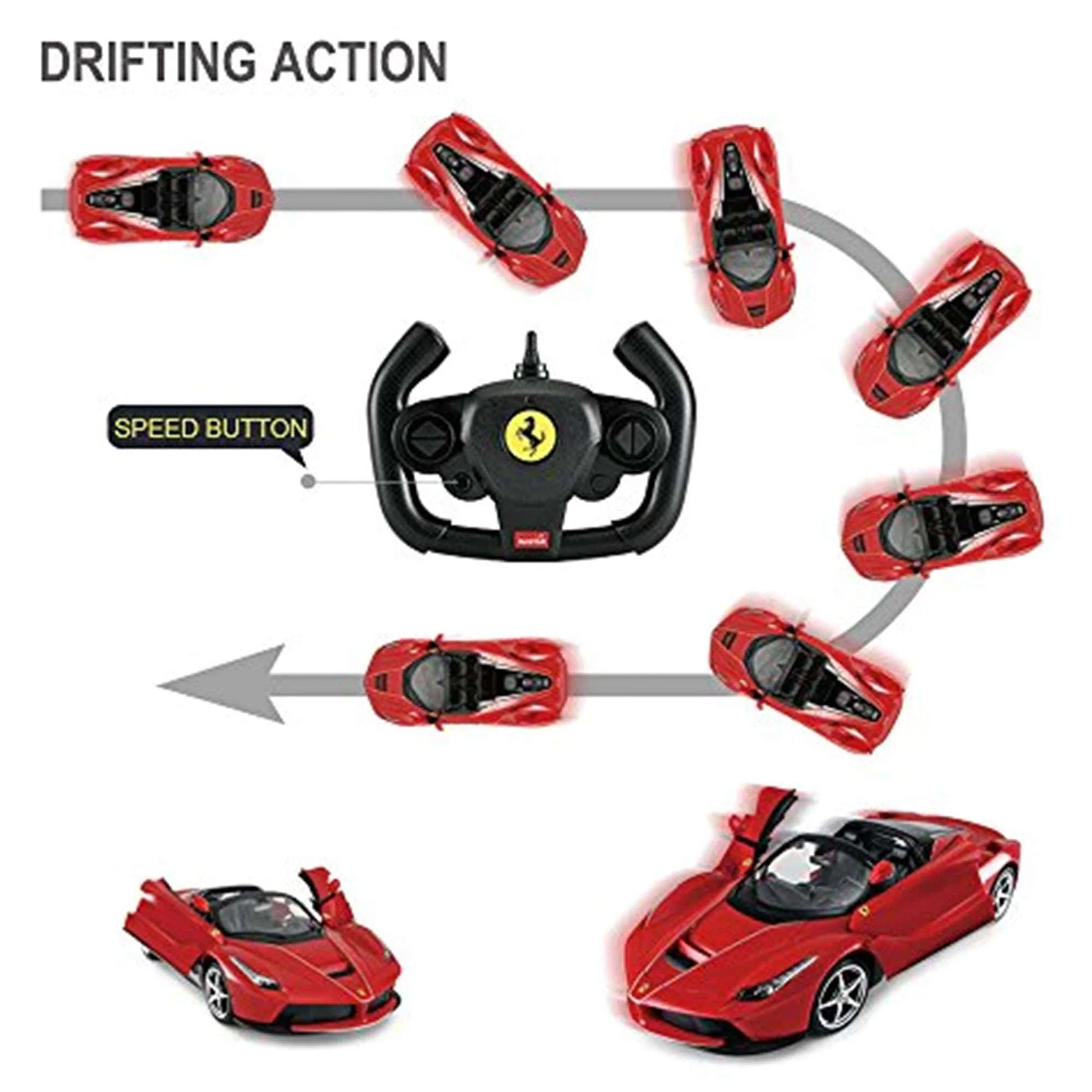 Ferrari LaFerrari Aperta RC Car 1/14 Scale Licensed Remote Control Toy Car with Drift Function, Open Doors and Working Lights by Rastar - Image 5