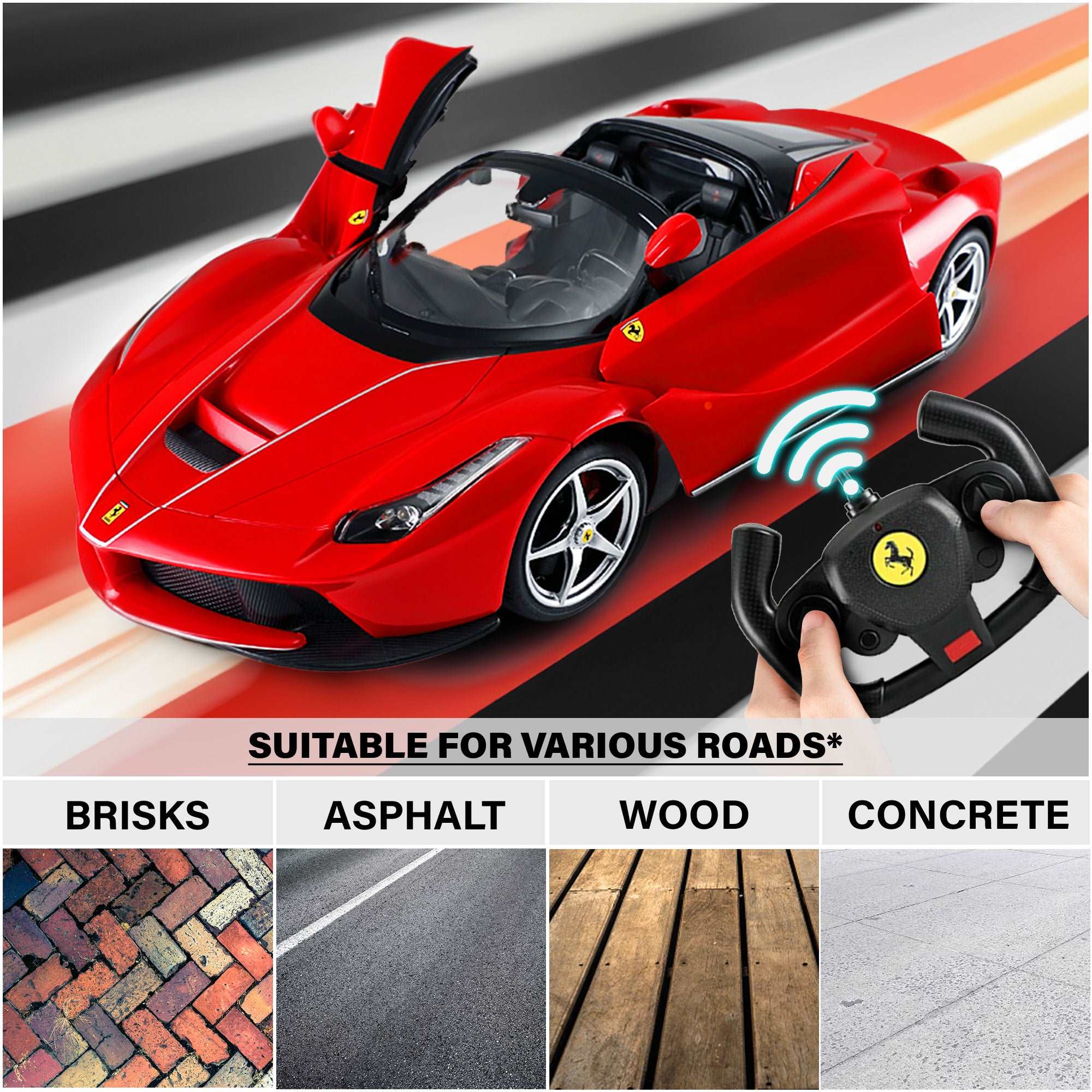 Ferrari LaFerrari Aperta RC Car 1/14 Scale Licensed Remote Control Toy Car with Drift Function, Open Doors and Working Lights by Rastar - Image 6