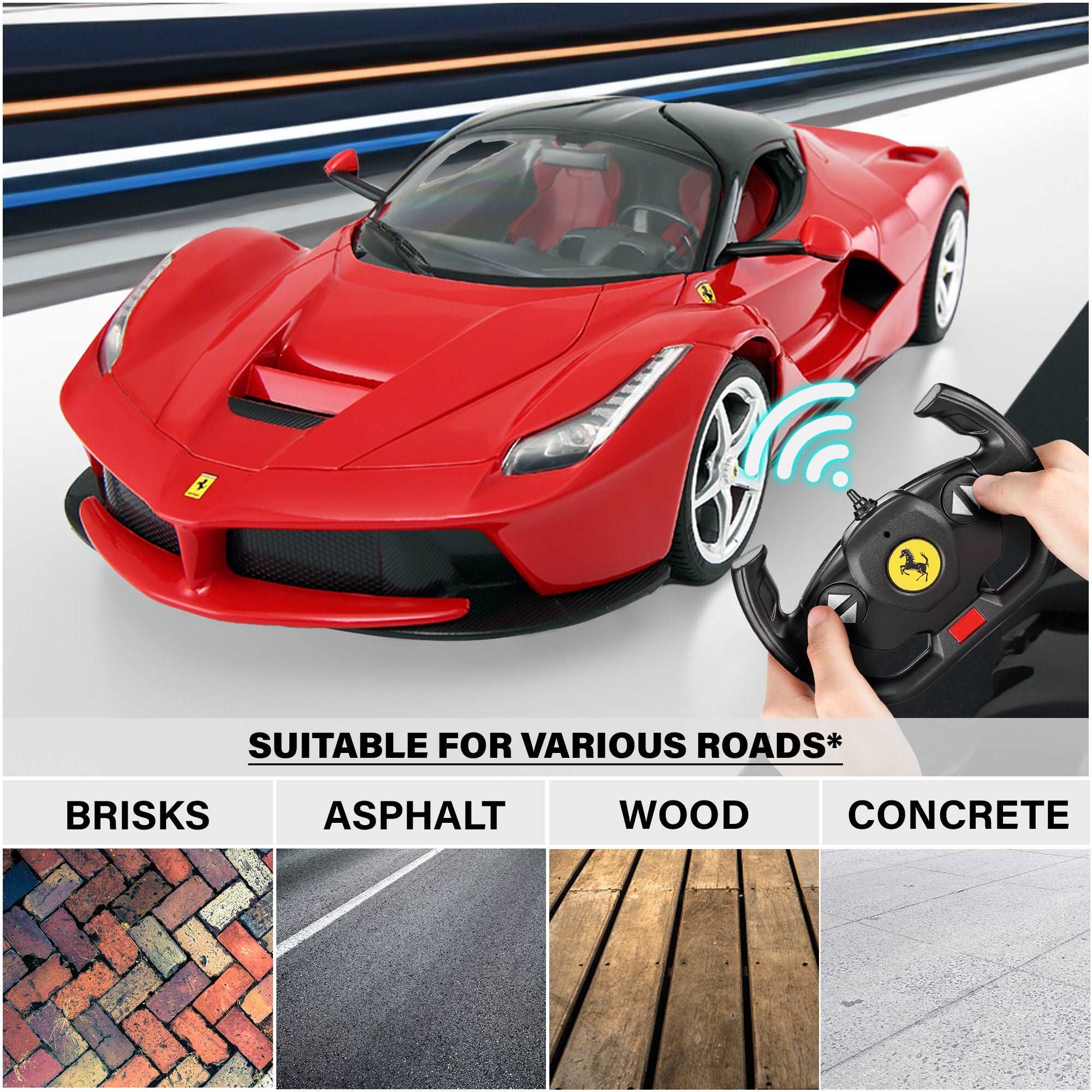 Ferrari LaFerrari RC Car 1/14 Scale Licensed Remote Control Toy Car with Open Butterfly Doors and Working Lights by Rastar - Image 5