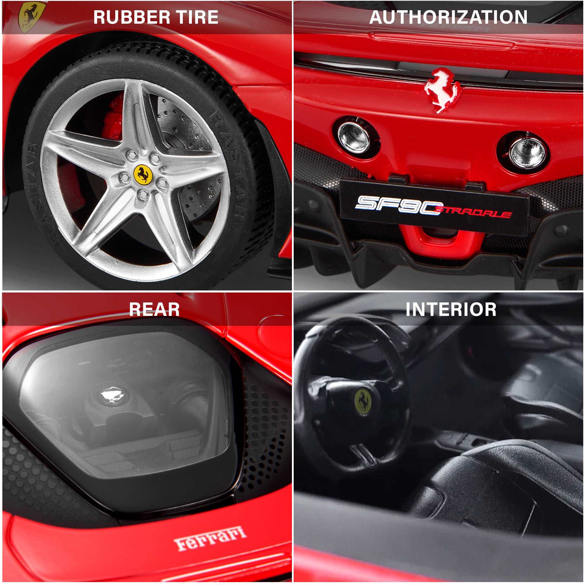 Ferrari SF90 Stradale RC Car 1/14 Scale Licensed Remote Control Toy Car with Working Lights, Rastar - Image 5