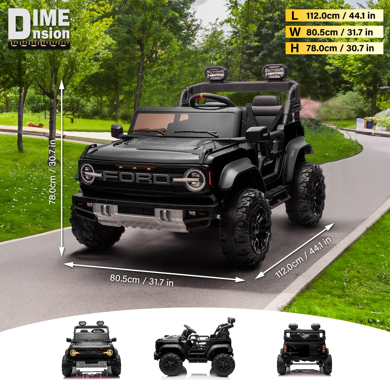 Licensed Ford Bronco Raptor 24V 2 Seater Electric Ride-On Car – Parental Remote, Music, Suspension & Working LED Lights - Image 4