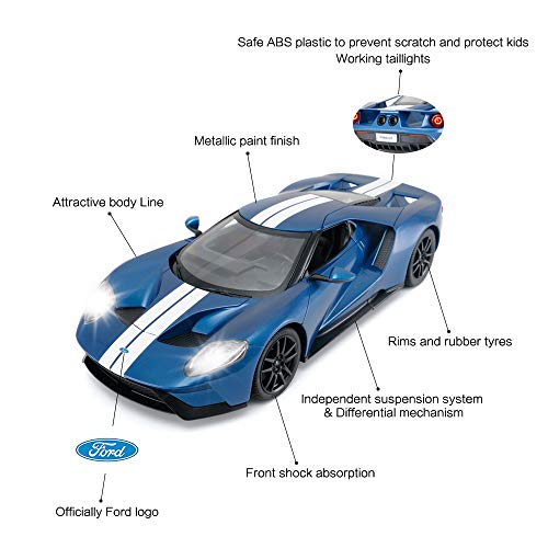 Ford GT RC Car 1/14 Scale Licensed Remote Control Toy Car with Open Doors and Working Lights by Rastar - Image 9