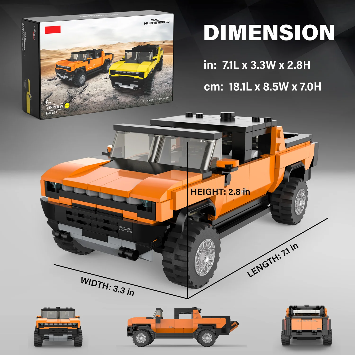 GMC Hummer EV 1/30 Scale Model Building Bricks Kit, 431pcs - Image 2