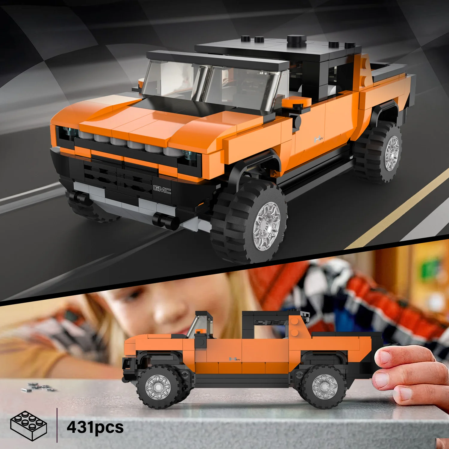GMC Hummer EV 1/30 Scale Model Building Bricks Kit, 431pcs - Image 3