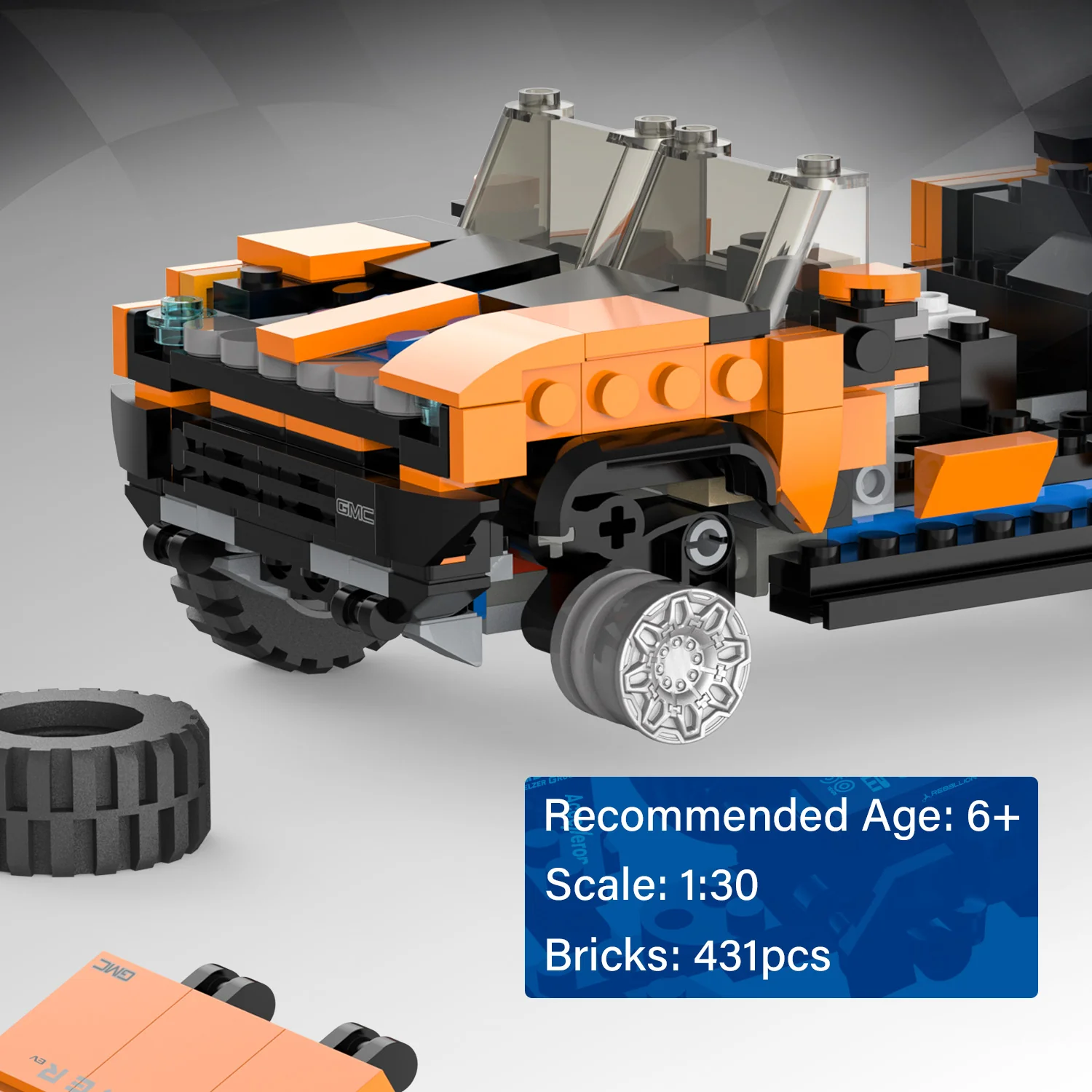 GMC Hummer EV 1/30 Scale Model Building Bricks Kit, 431pcs - Image 5
