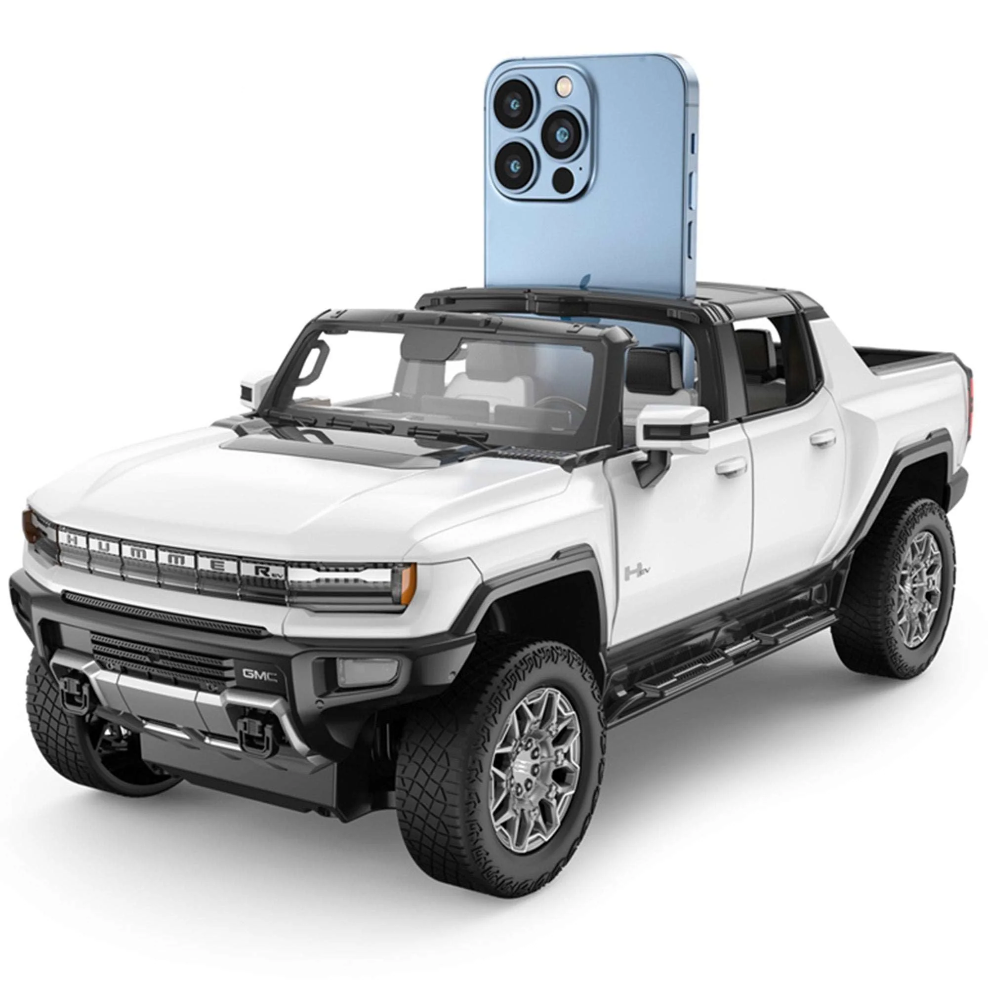 GMC Hummer EV RC Car 1/16 Scale Licensed Remote Control Toy Car with Open Doors, Working Lights, Phone Holder and Crab Walking Mode by Rastar - Image 3