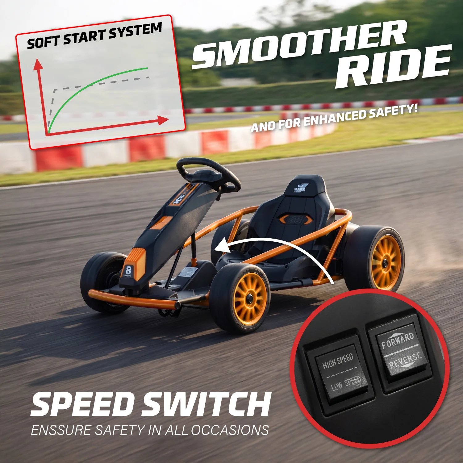 Go Kart 24V High-Speed Outdoor Racer Drifter with Seat Belt [Upgraded Design] - Image 10