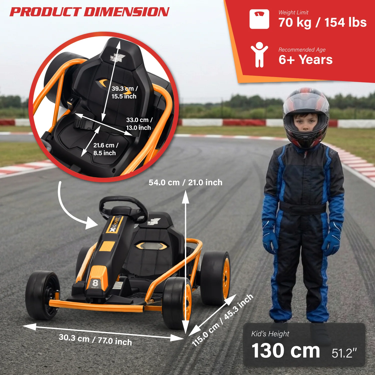 Go Kart 24V High-Speed Outdoor Racer Drifter with Seat Belt [Upgraded Design] - Image 6