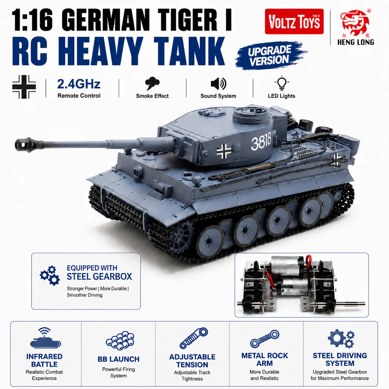Heng Long® 1/16 RC Battle Tank Tiger I – Upgraded Edition - Image 4