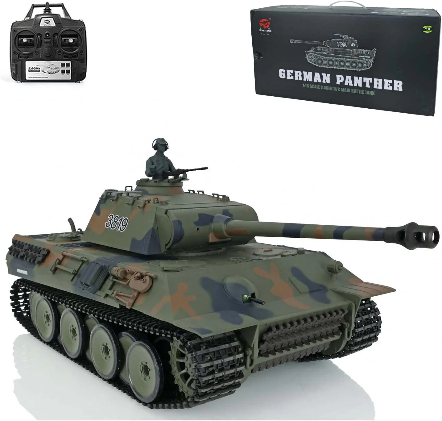 Heng Long® 1/16 RC Battle Tank Panther V – Upgrade Edition – Metal Gearbox, Infrared Battle & Real Sound Effects